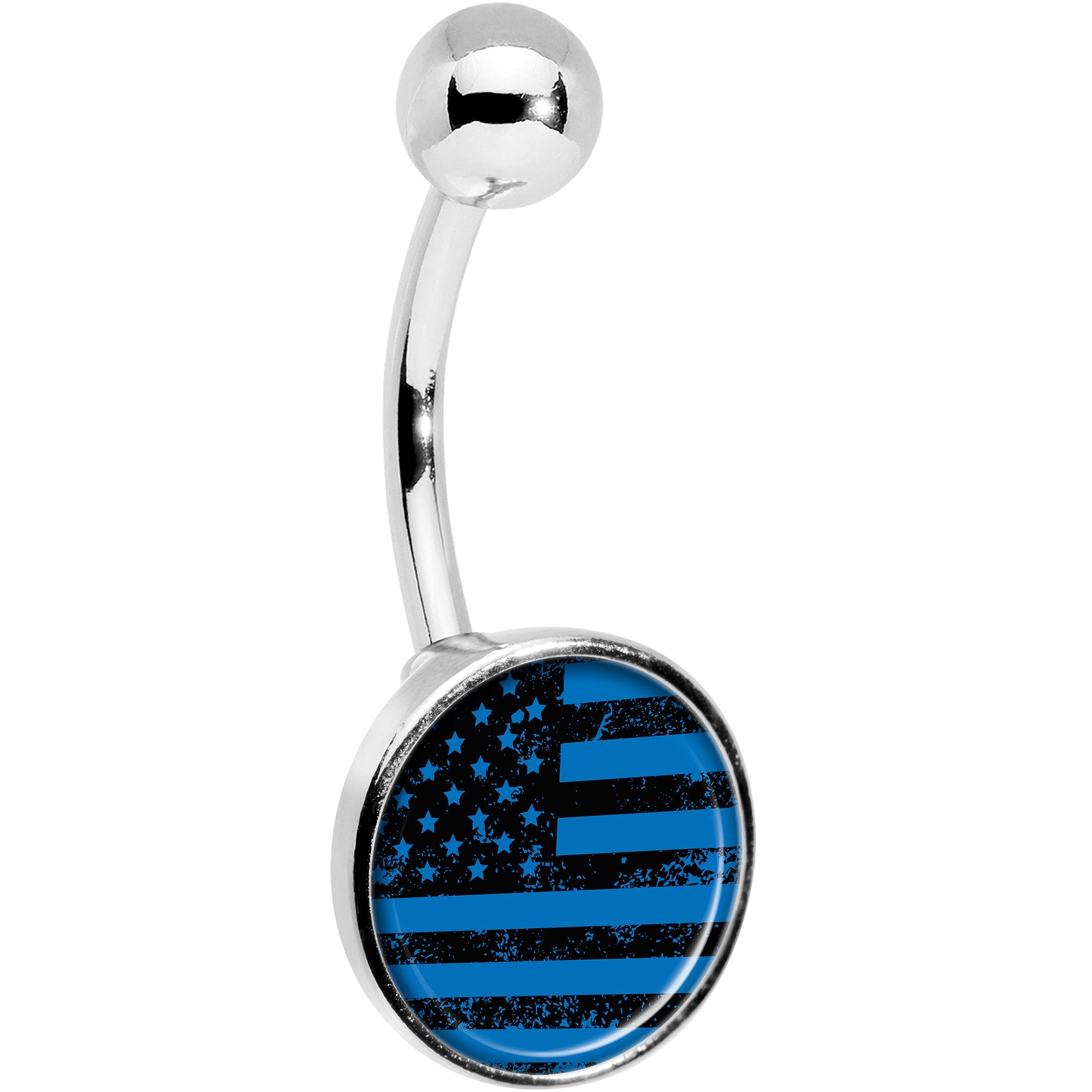 Blue American Flag Stainless Steel Belly Ring stylish jewelry
