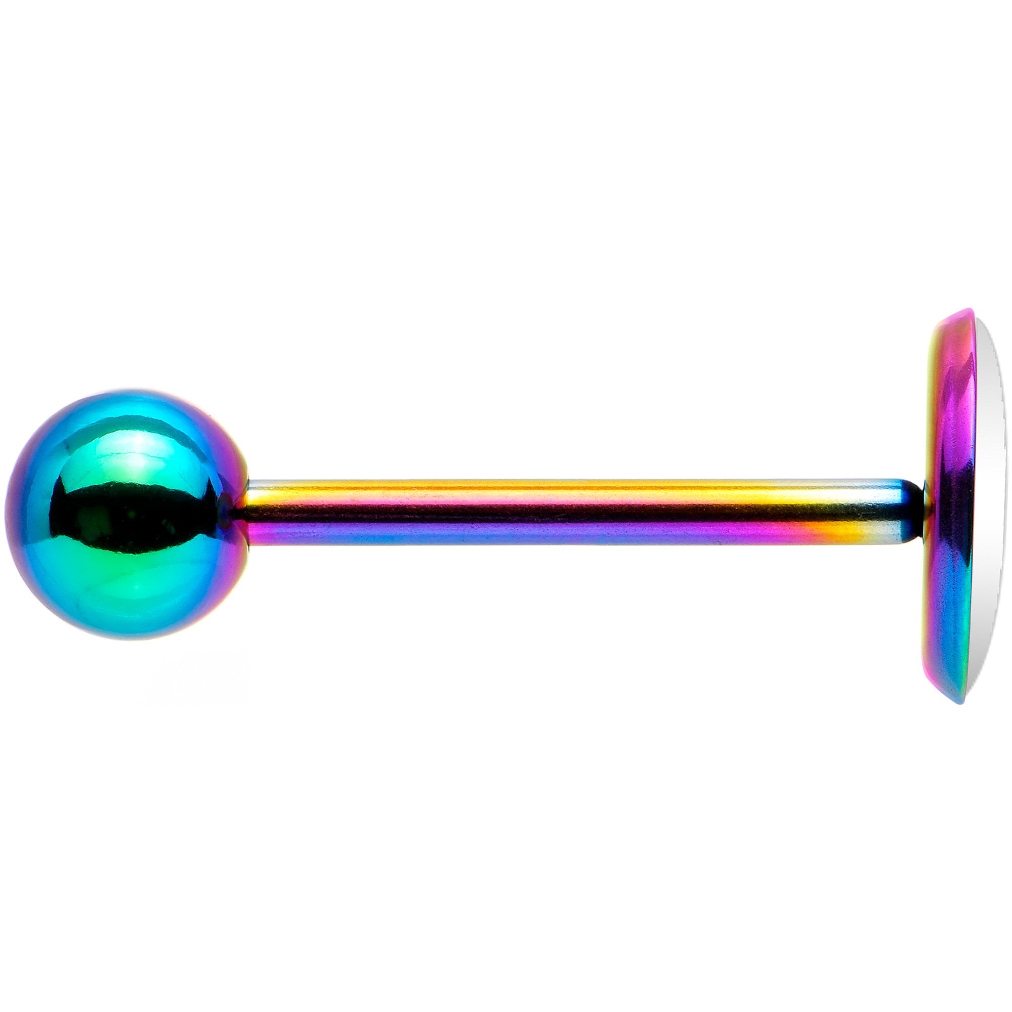 Custom Teal Personalized Name Rainbow Barbell Tongue Ring