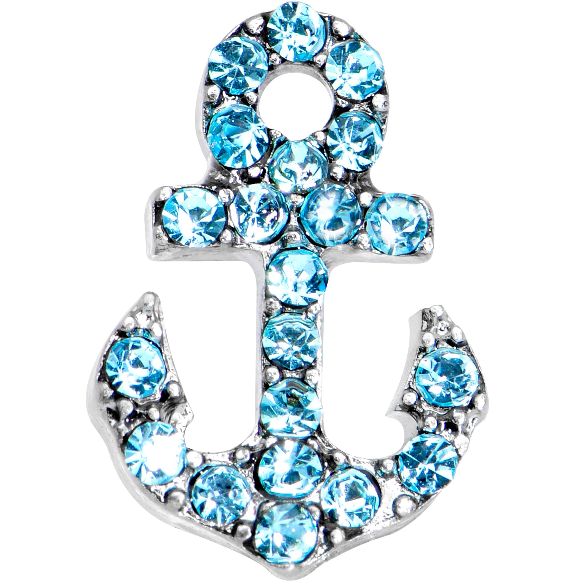 16G 1/4 Aqua Gem Nautical Anchor Cartilage Tragus Earring