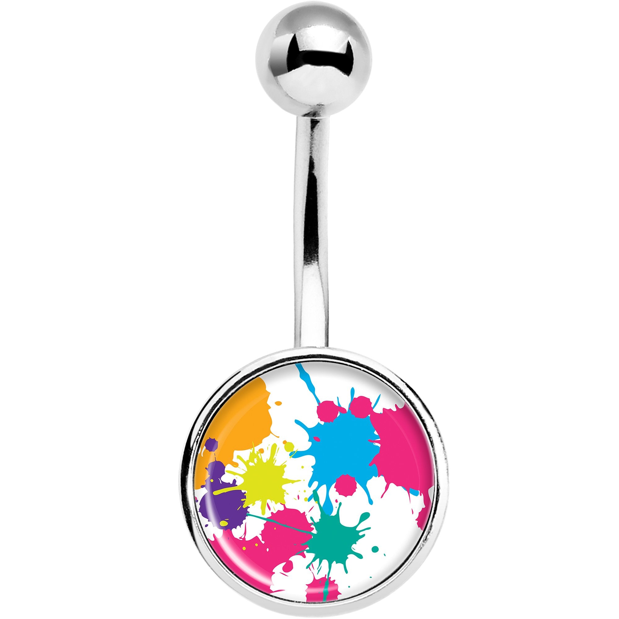 Pink Green Blue Color Splash Stainless Steel Belly Ring lightweight comfortable
