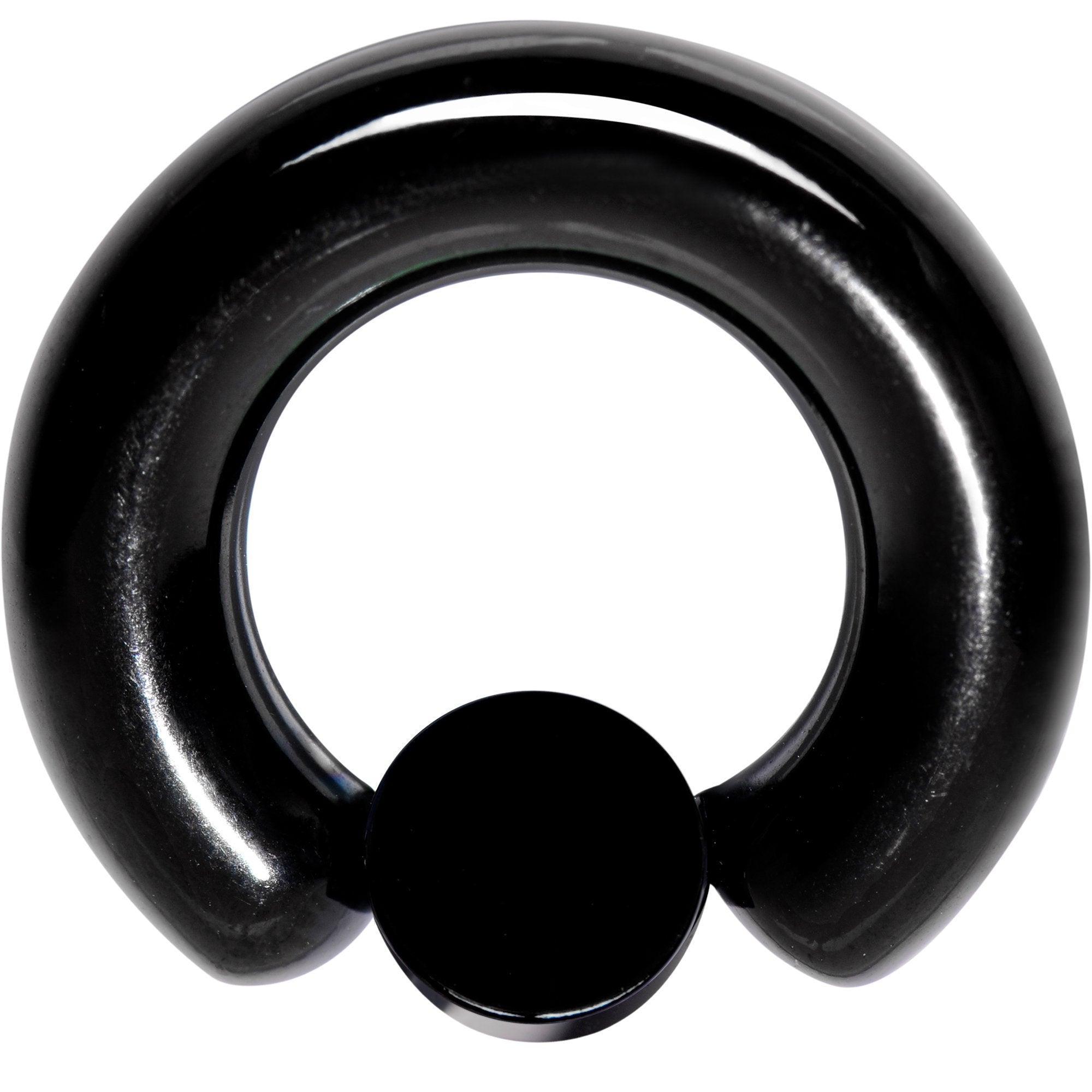 2G 9/16 White Faux Opal 8mm Disc Black IP BCR Captive Ring