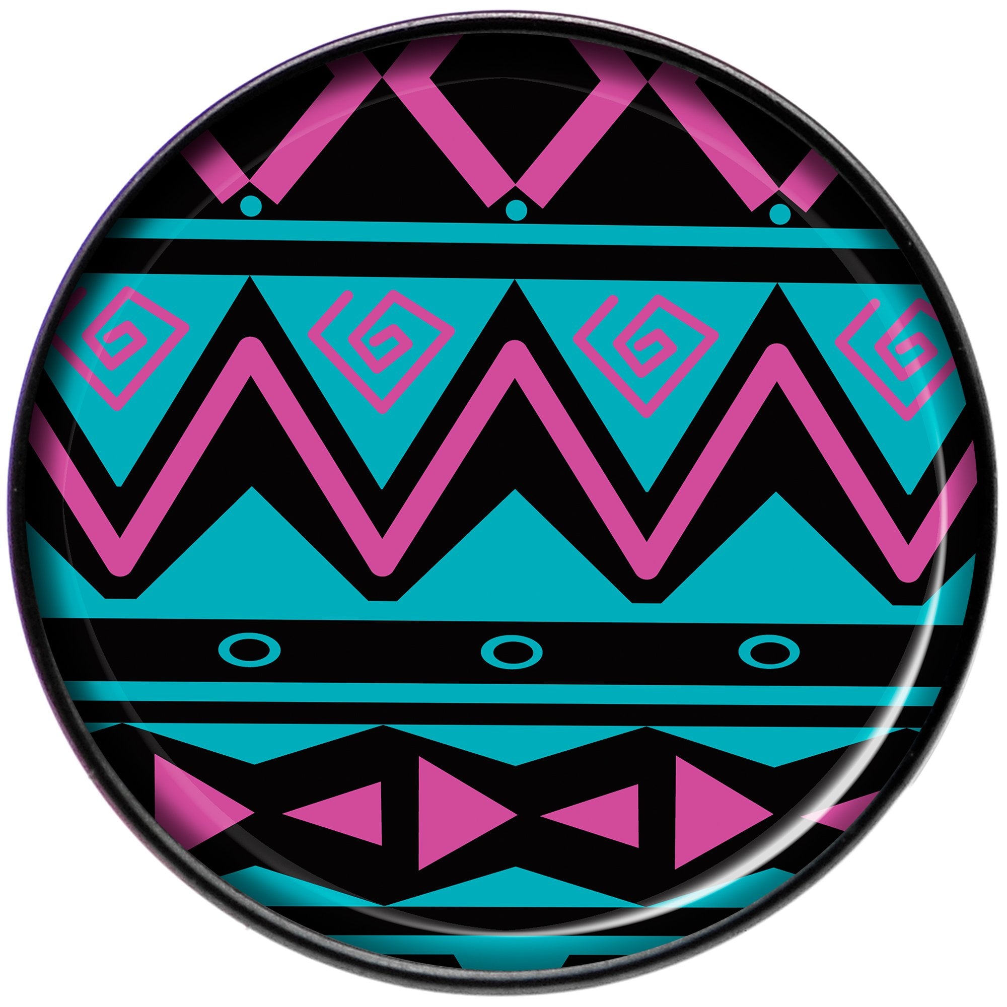Pink Teal Tribal Pattern Black Barbell Tongue Ring