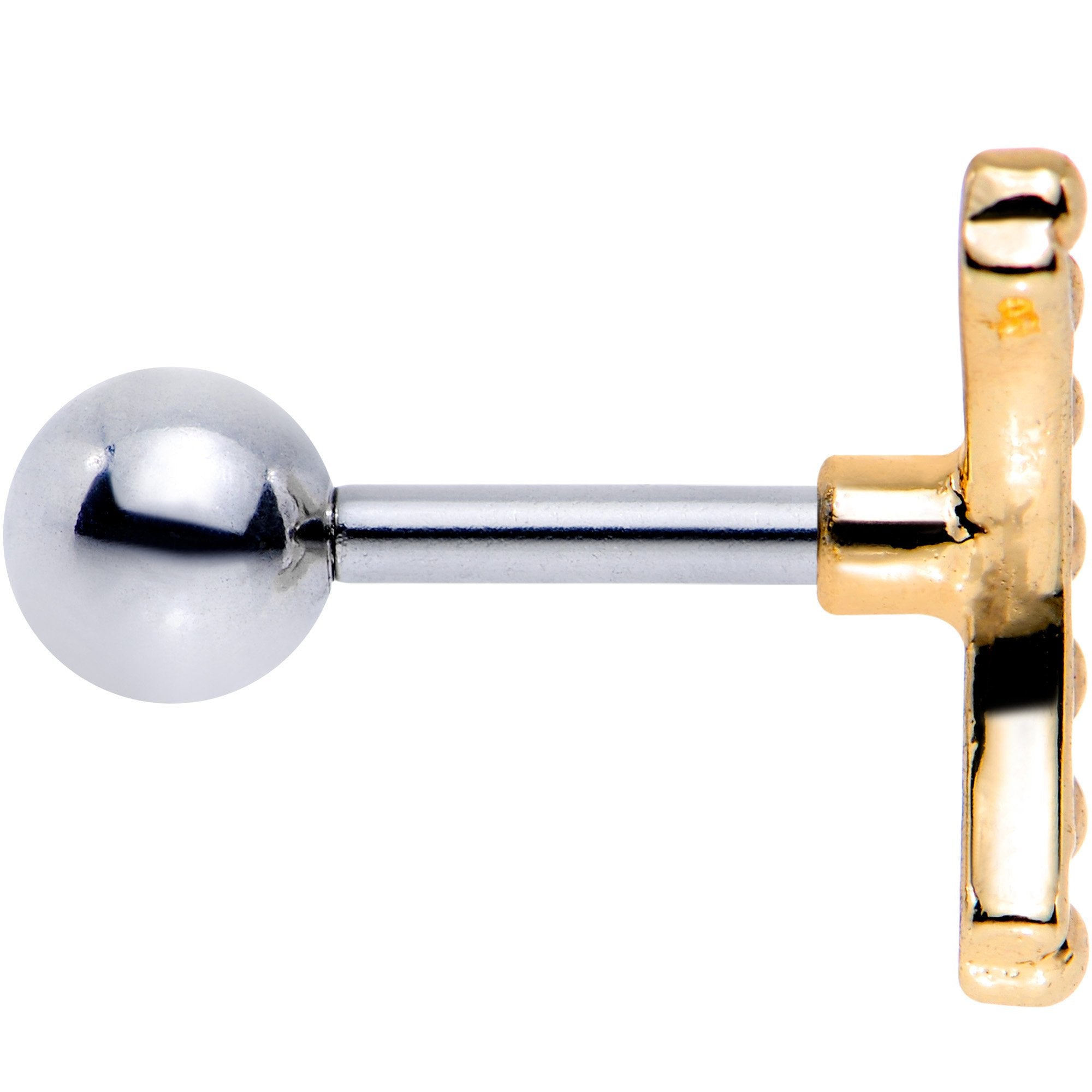 16G 1/4 Gold Tone Crescent Arc Cartilage Tragus Earring