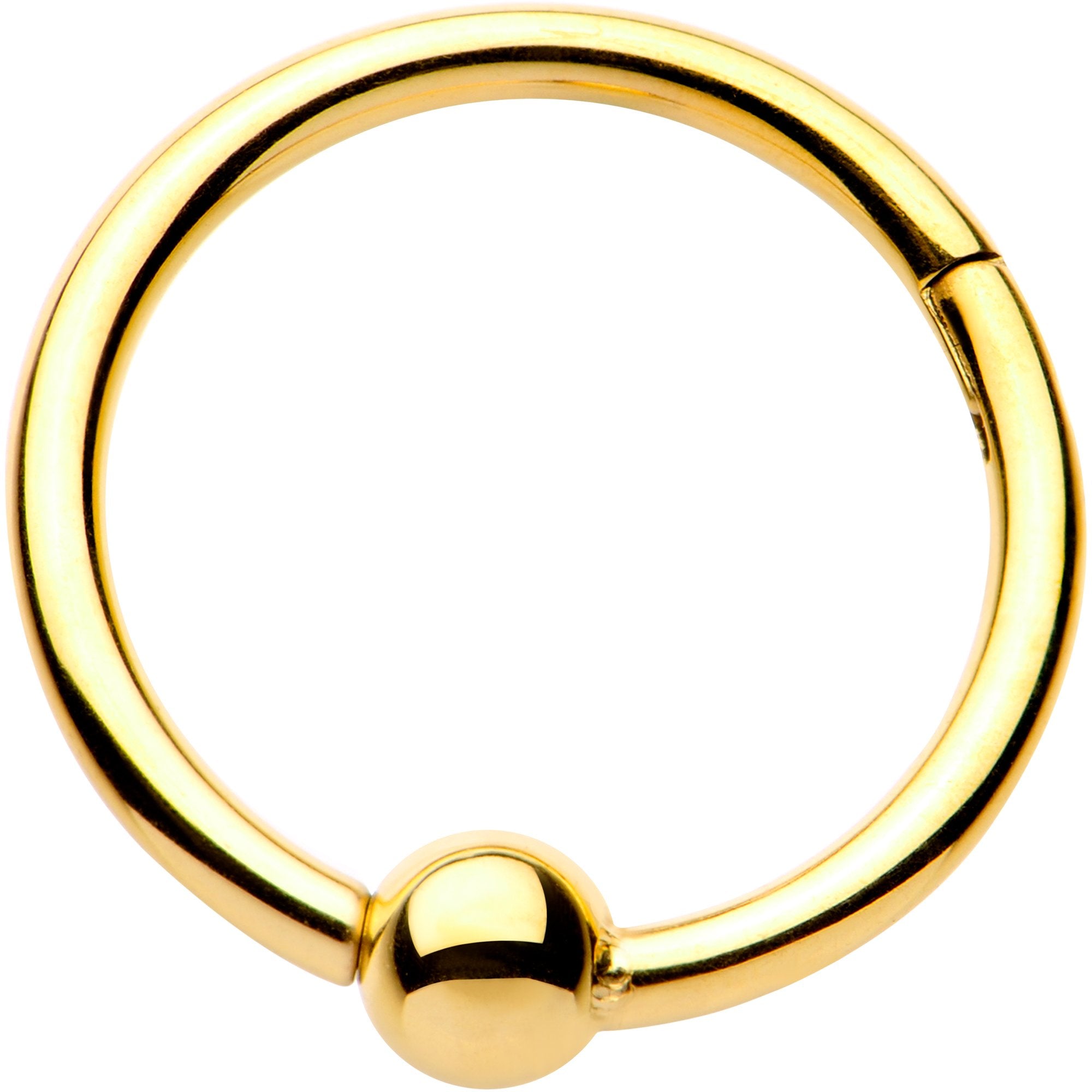 16G 3/8 Gold Tone Hinged Segment Faux Captive Ring