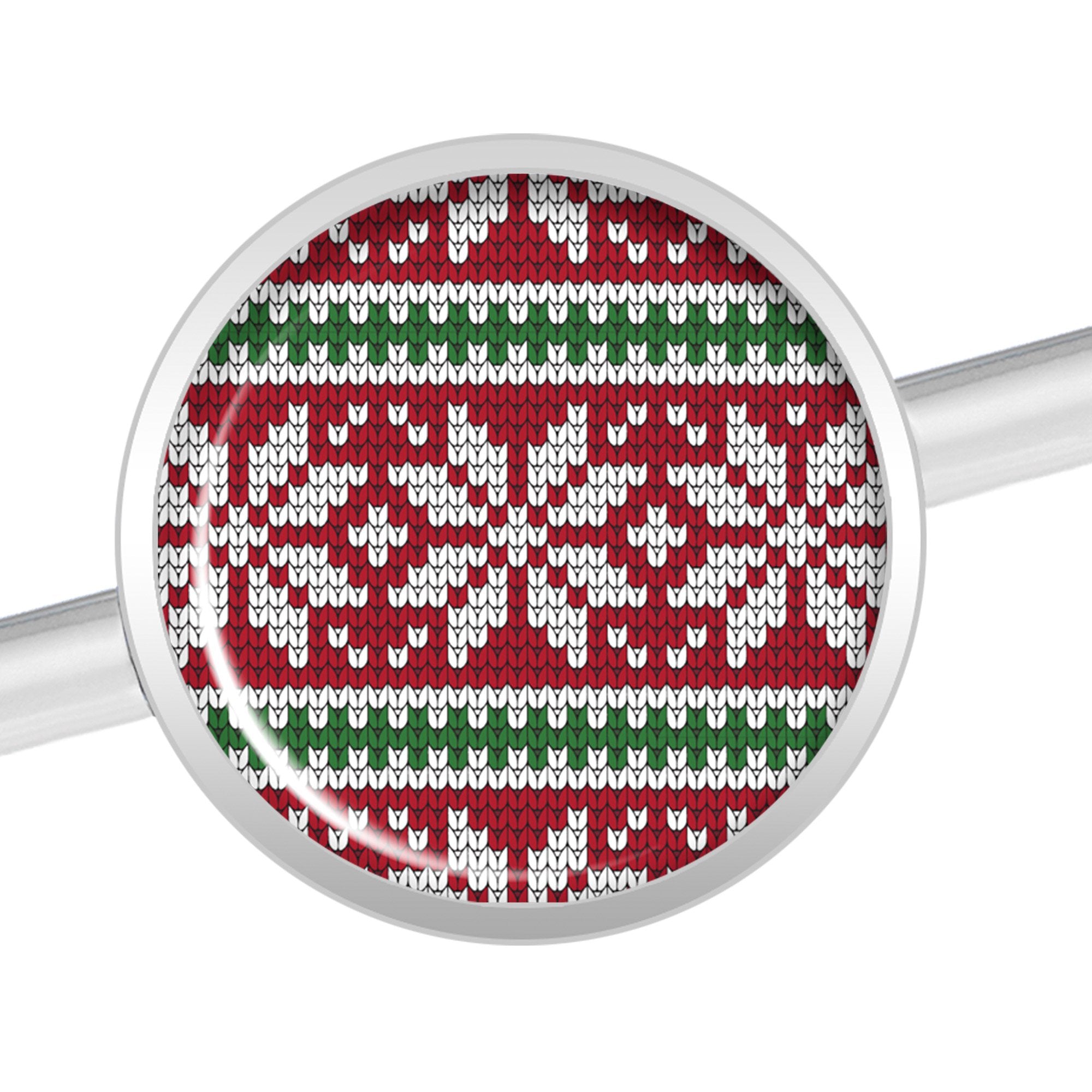 14G Red Green Christmas Sweater Industrial Barbell 37mm