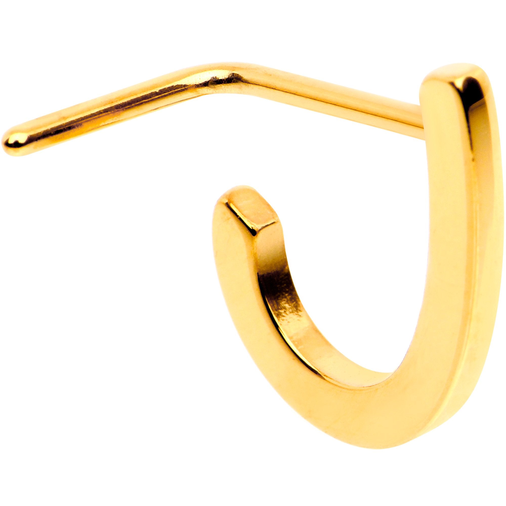 20G Gold Tone Faux Hoop L Shaped Nose Ring