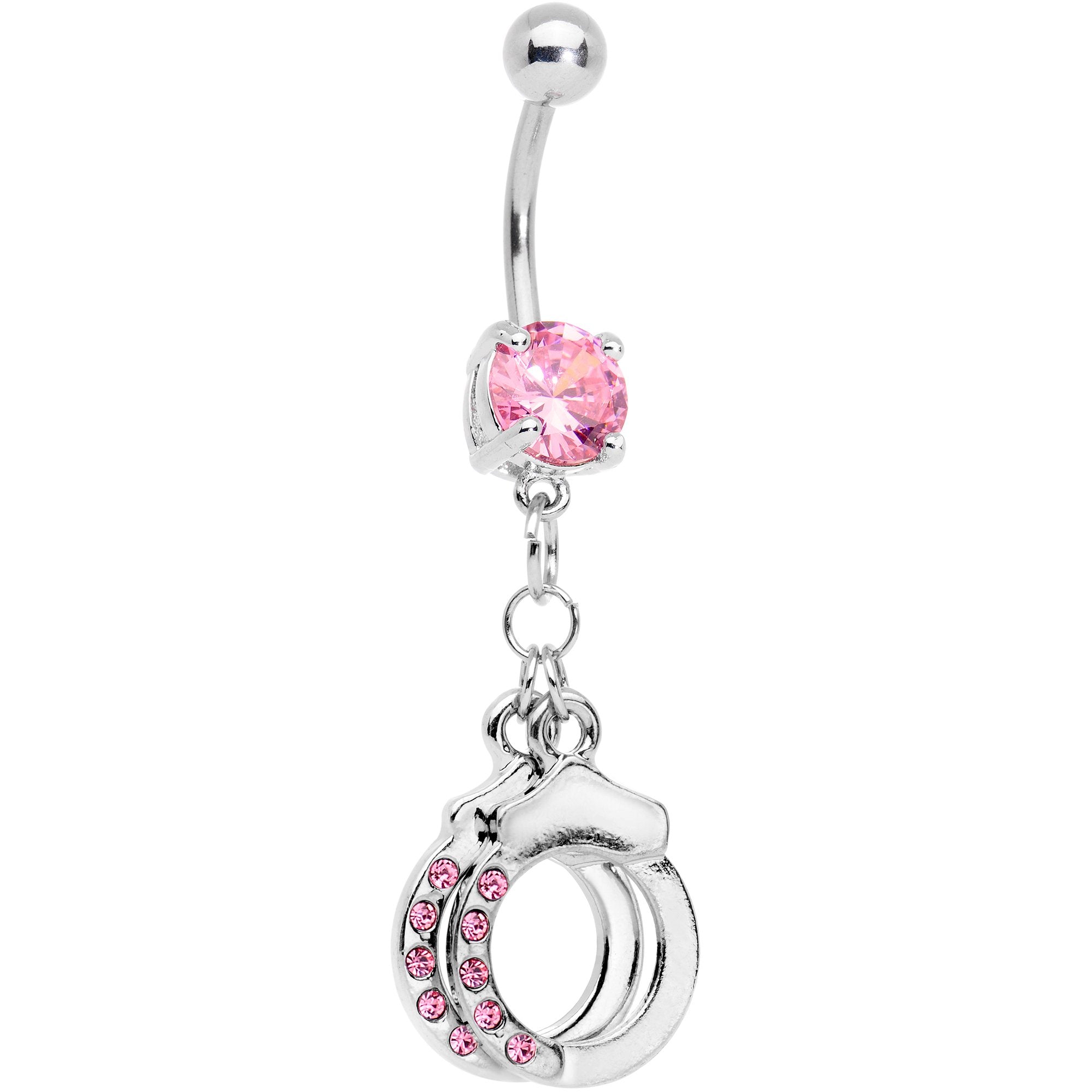 Pink Gem Kinky Cuffs Dangle Belly Ring