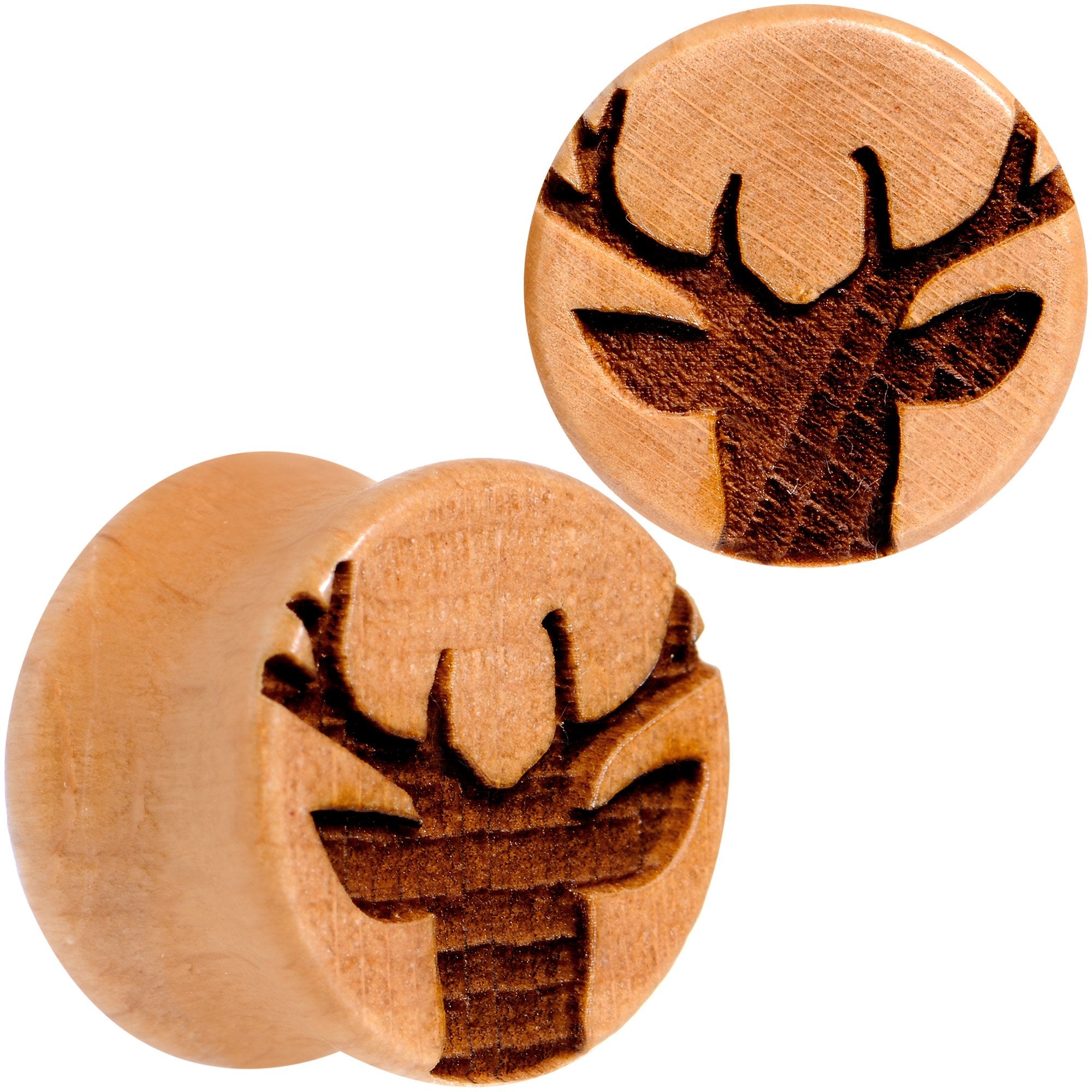 Organic Beechwood Holiday Antler Deer Saddle Plug Set Sizes 8mm to 25mm