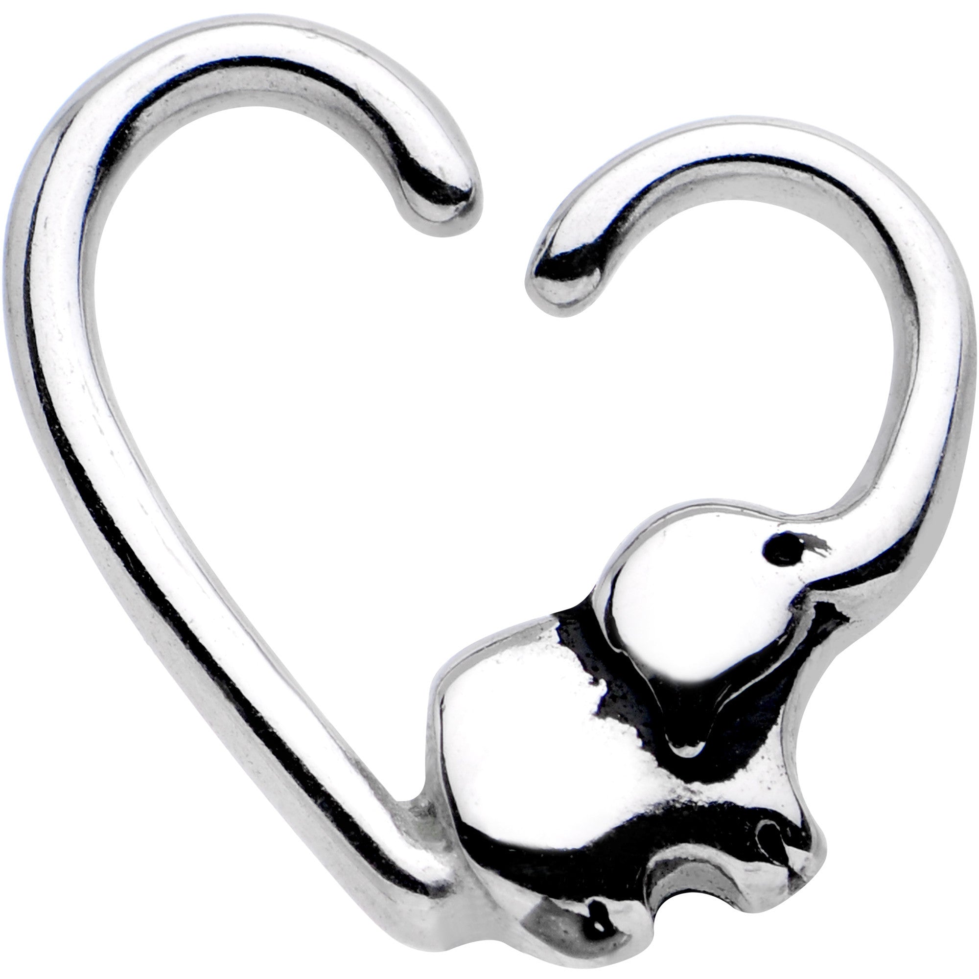 16G 3/8 Elephant Trunk Heart Left Daith Cartilage Tragus Earring