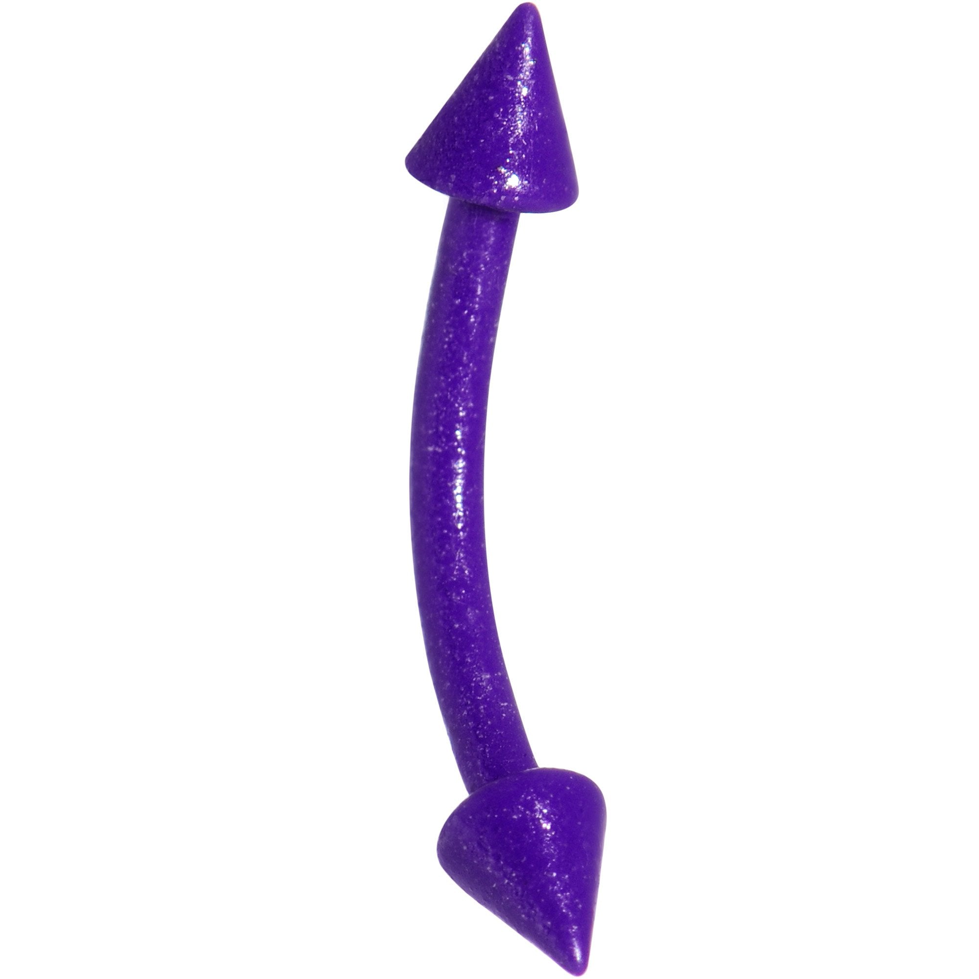 16G 3/8 Purple Glow In The Dark Effect Cone Curved Eyebrow Ring