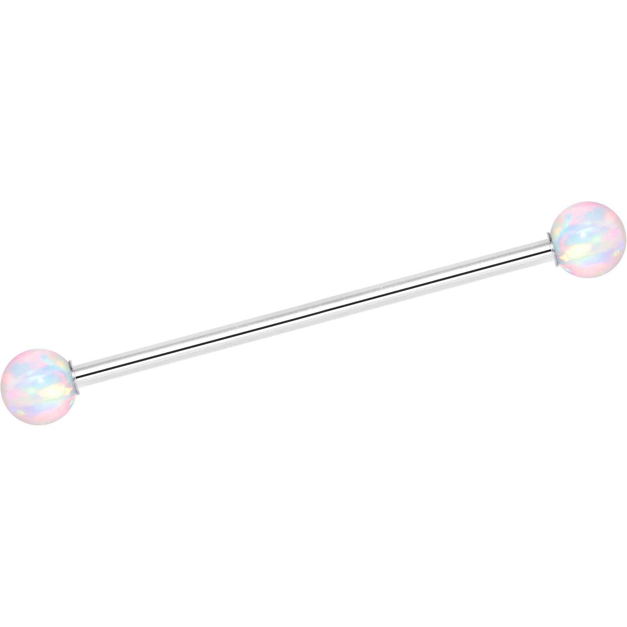 14G White 5mm Synthetic Opal Ball Industrial Barbell 32mm