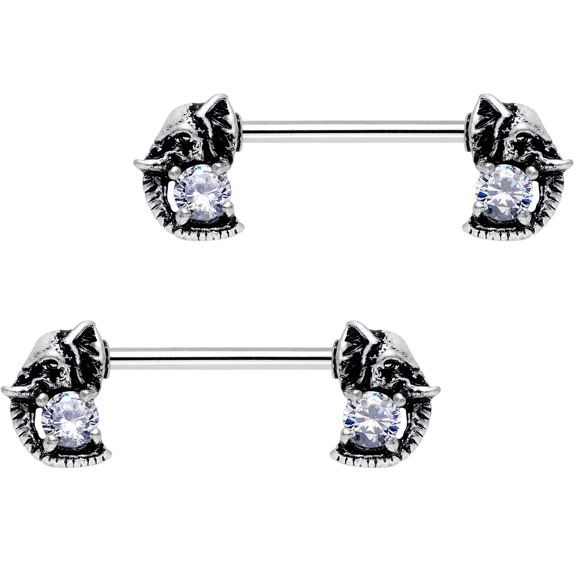 9/16 Clear Gem Elephants Treasure Barbell Nipple Ring Set