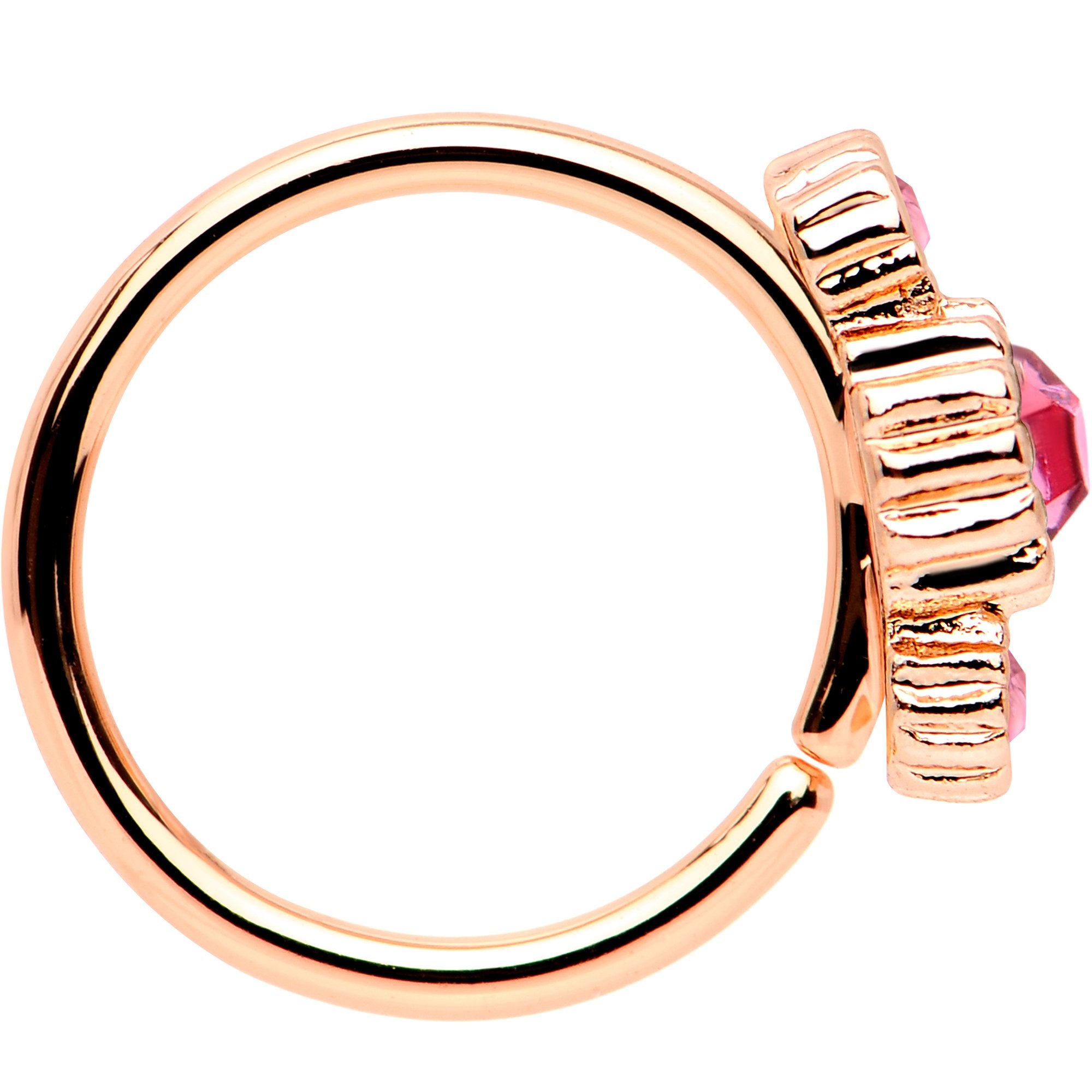 20G Pink CZ Gem Rose Gold IP Triplet Seamless Circular Ring