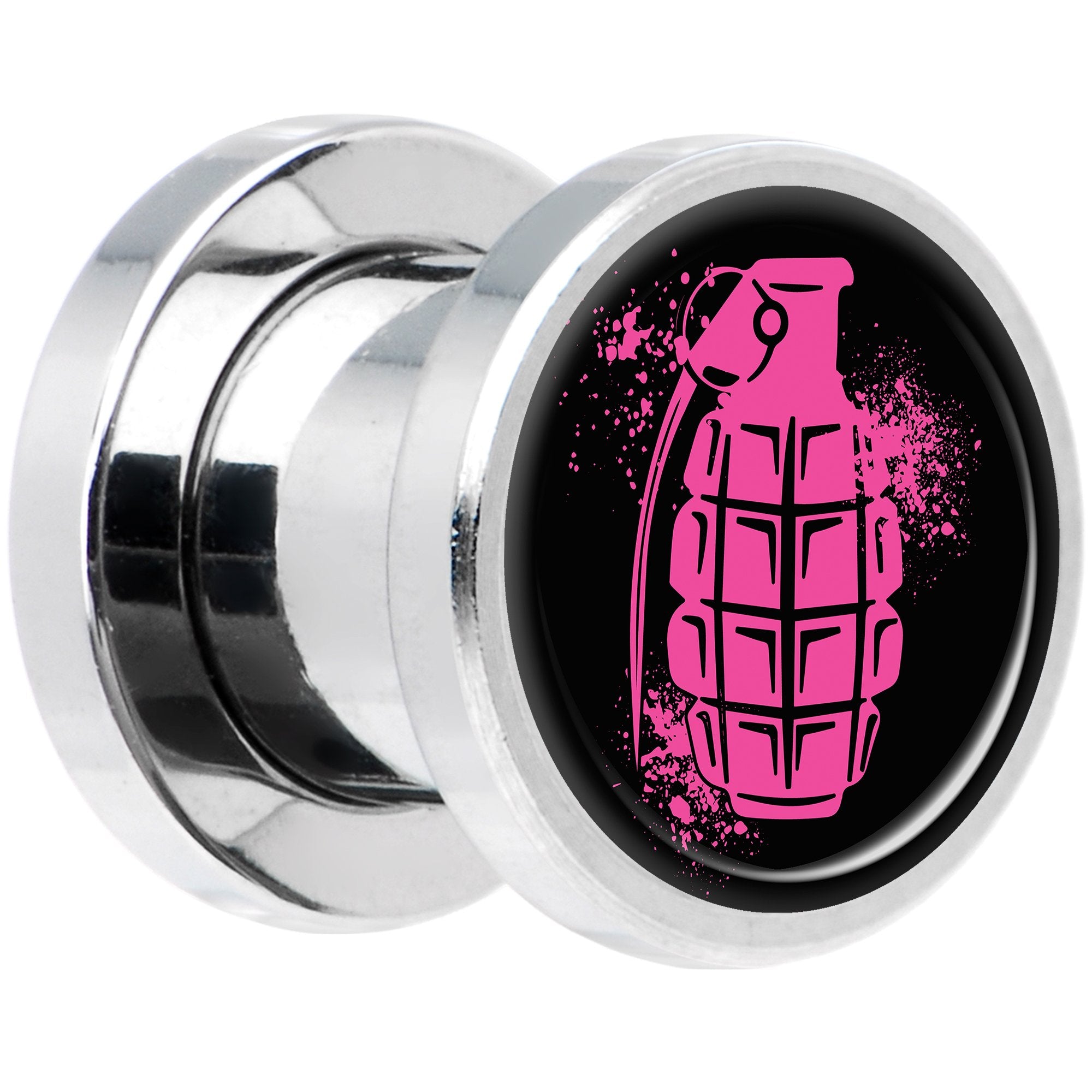 Pink Grenade Steel Screw Fit Plug Set 0G