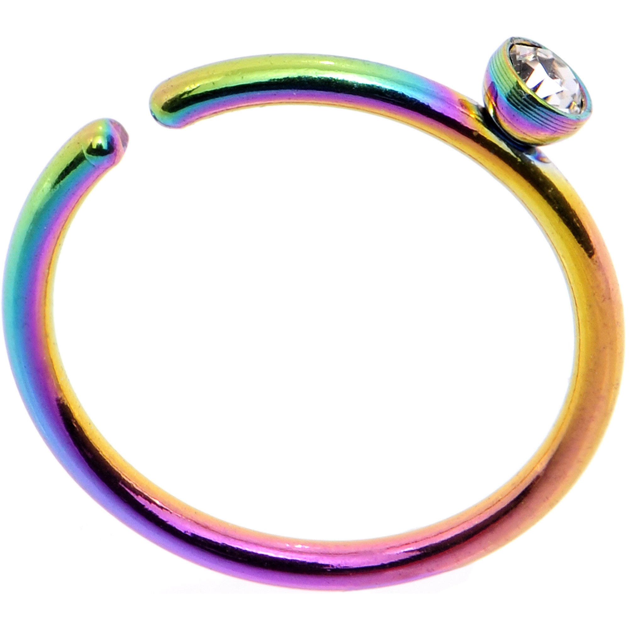 20G 5/16 Clear Gem Rainbow IP Seamless Circular Ring