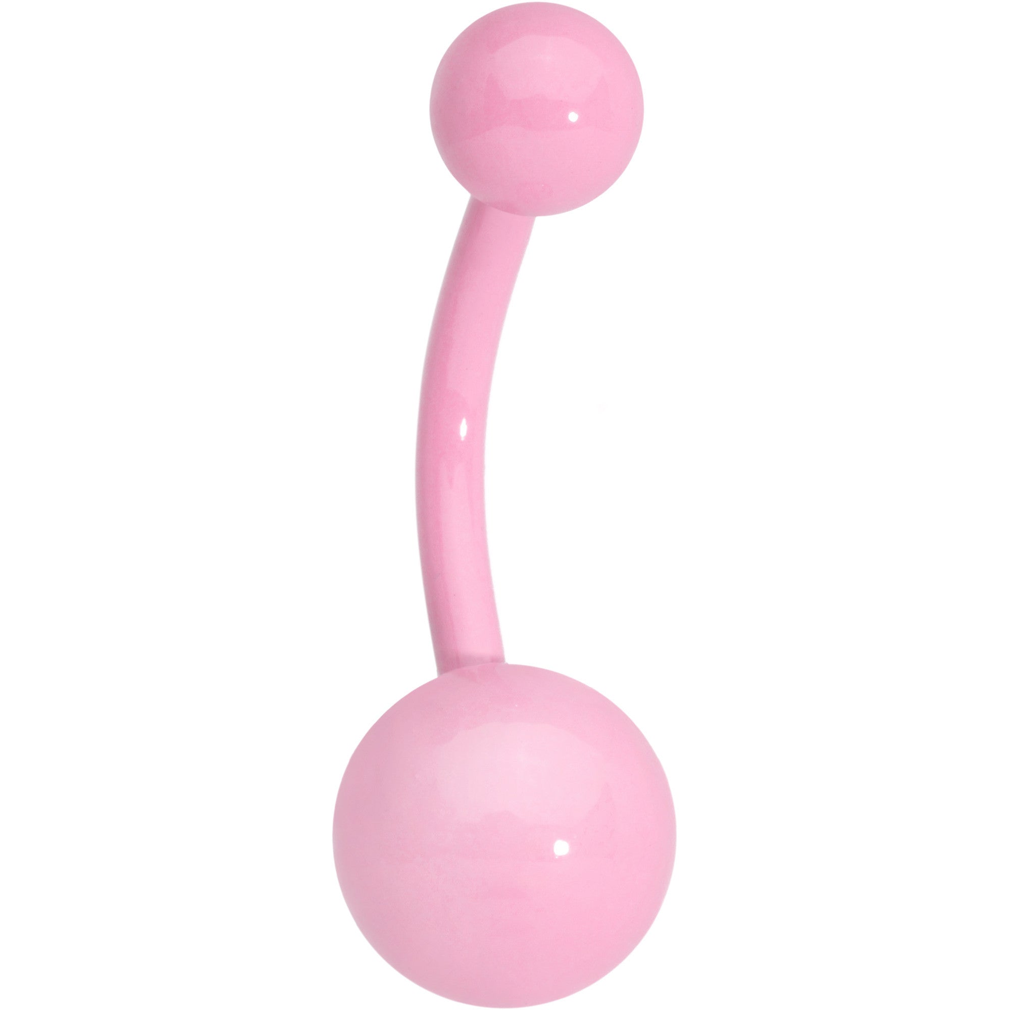 14G 3/8 Light Pink Acrylic Over Steel Belly Ring