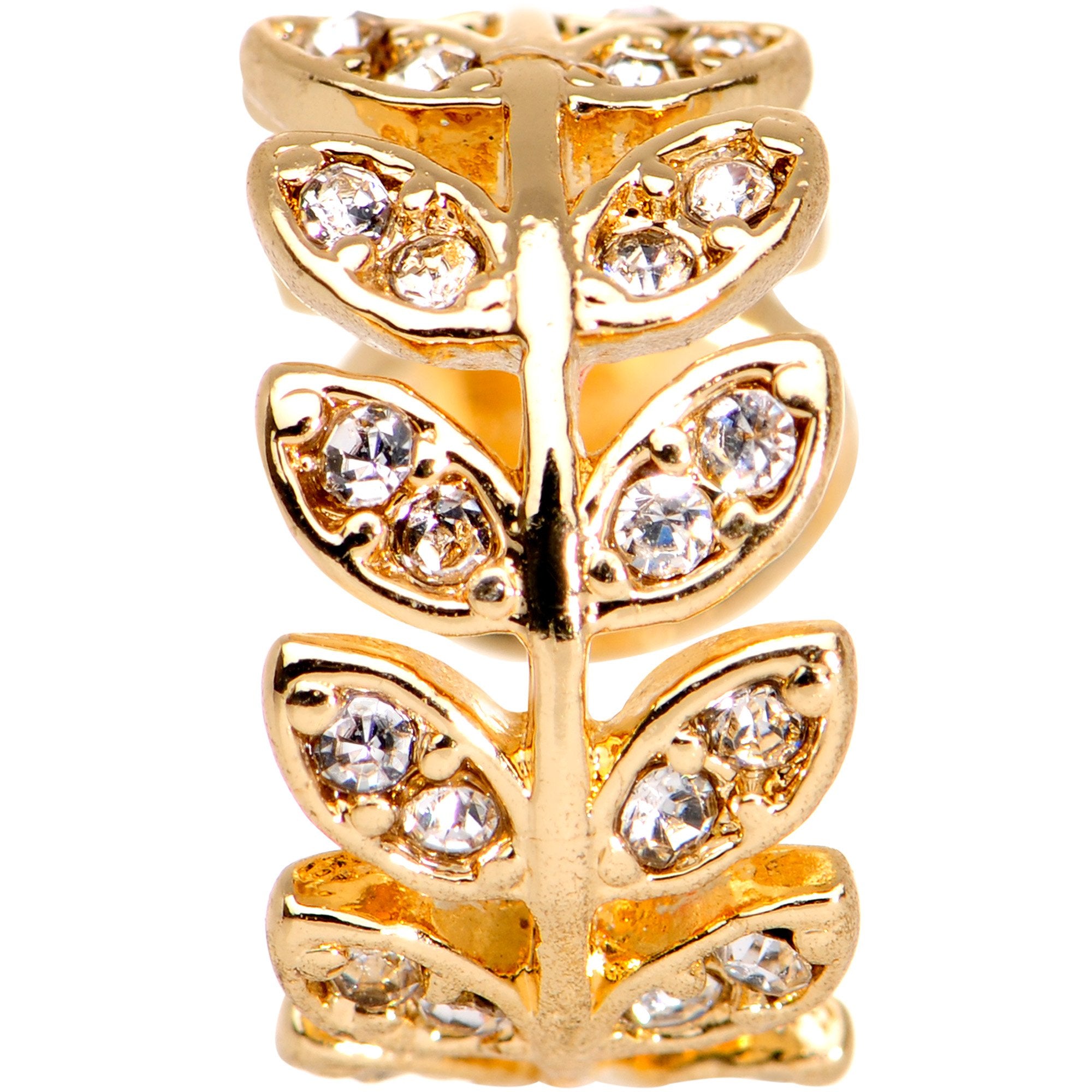 Clear Gem Crown of Leaves Adjustable Ear Cuff