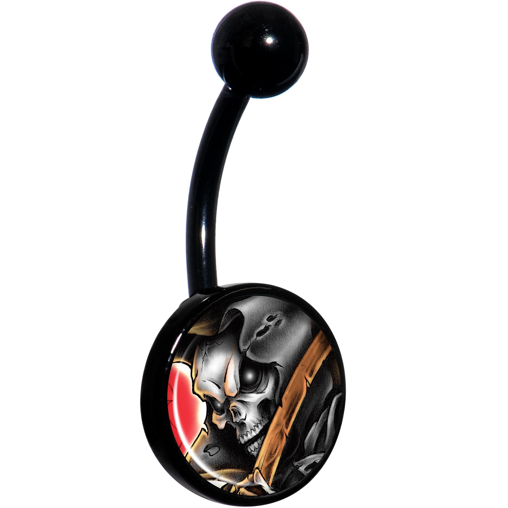 Wake the Dead Grim Reaper Halloween Black Hypoallergenic Stainless Steel Belly Ring