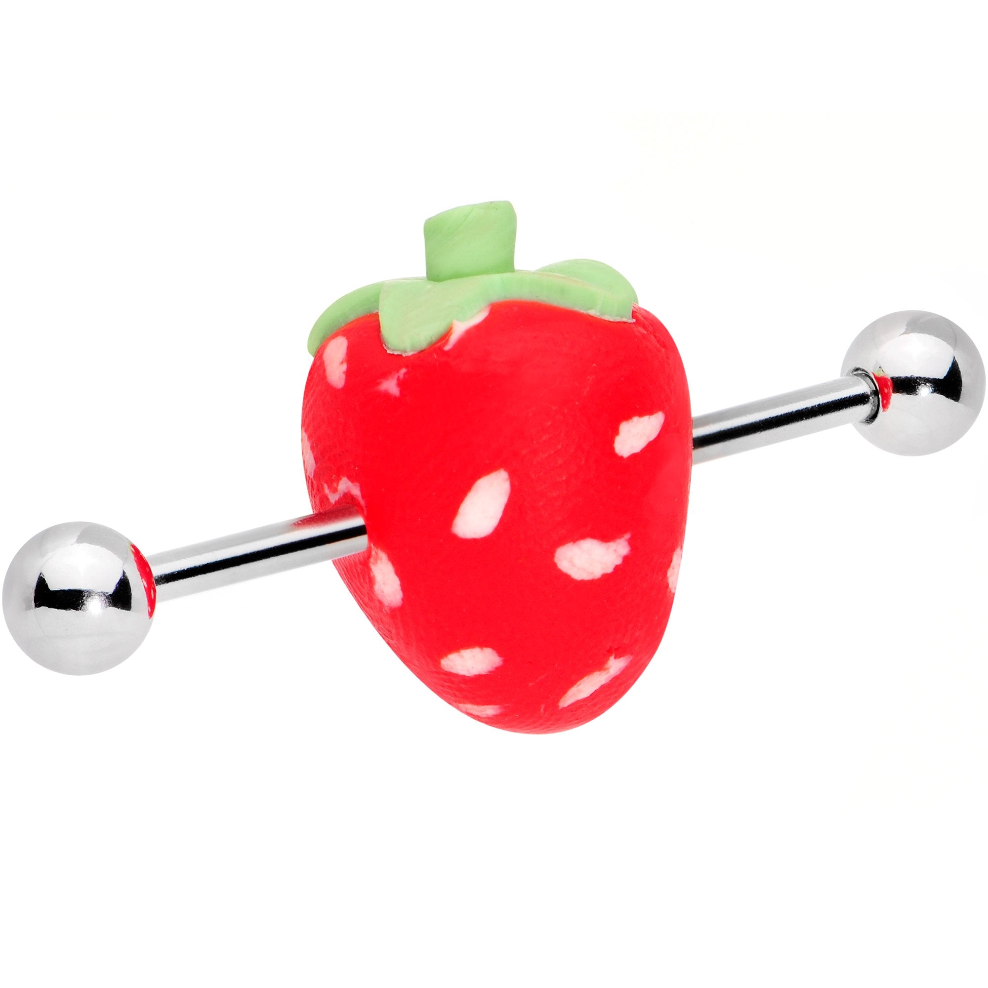 14G Handcrafted Scrumptious Strawberry Industrial Barbell 32mm