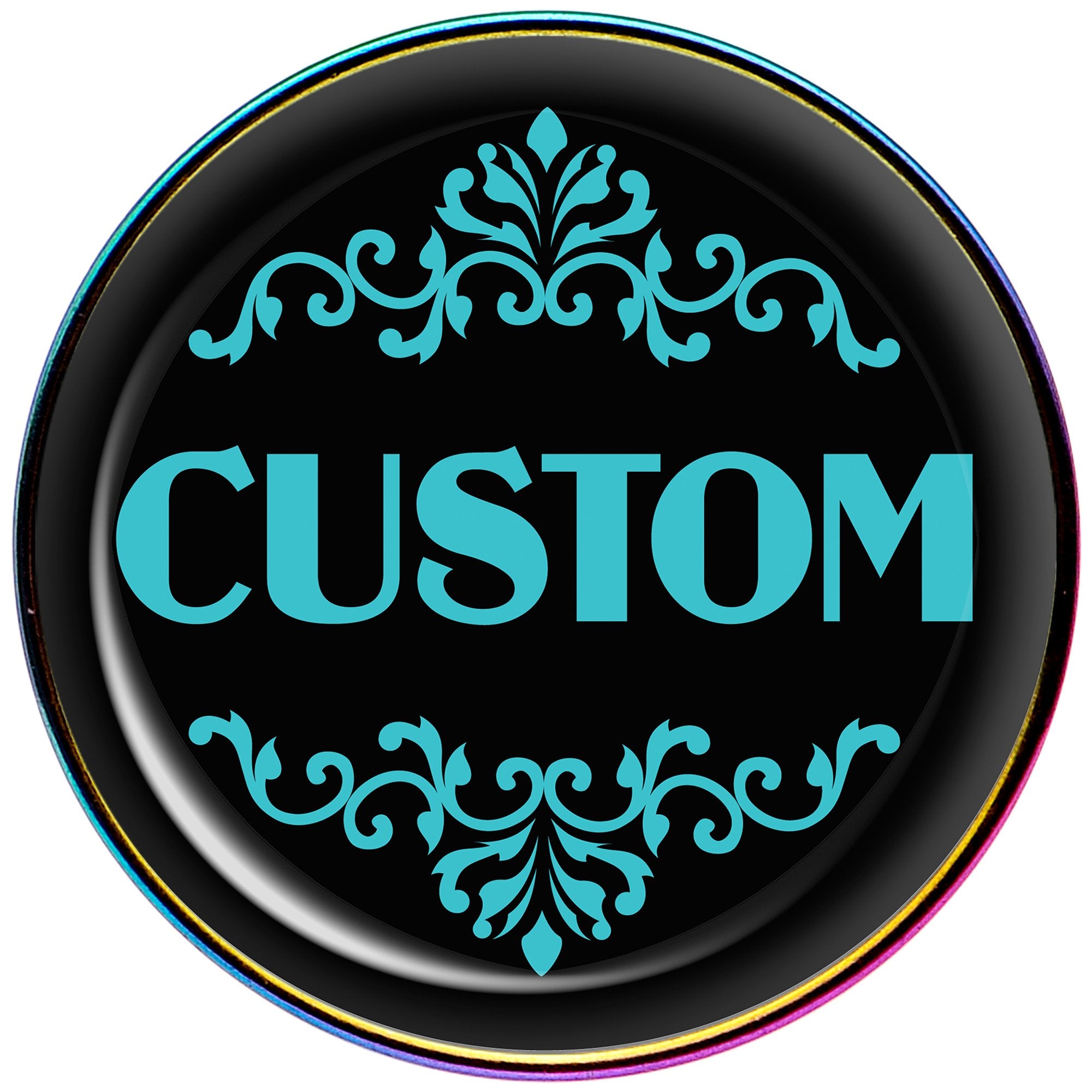 Custom Teal Personalized Name Rainbow Barbell Tongue Ring