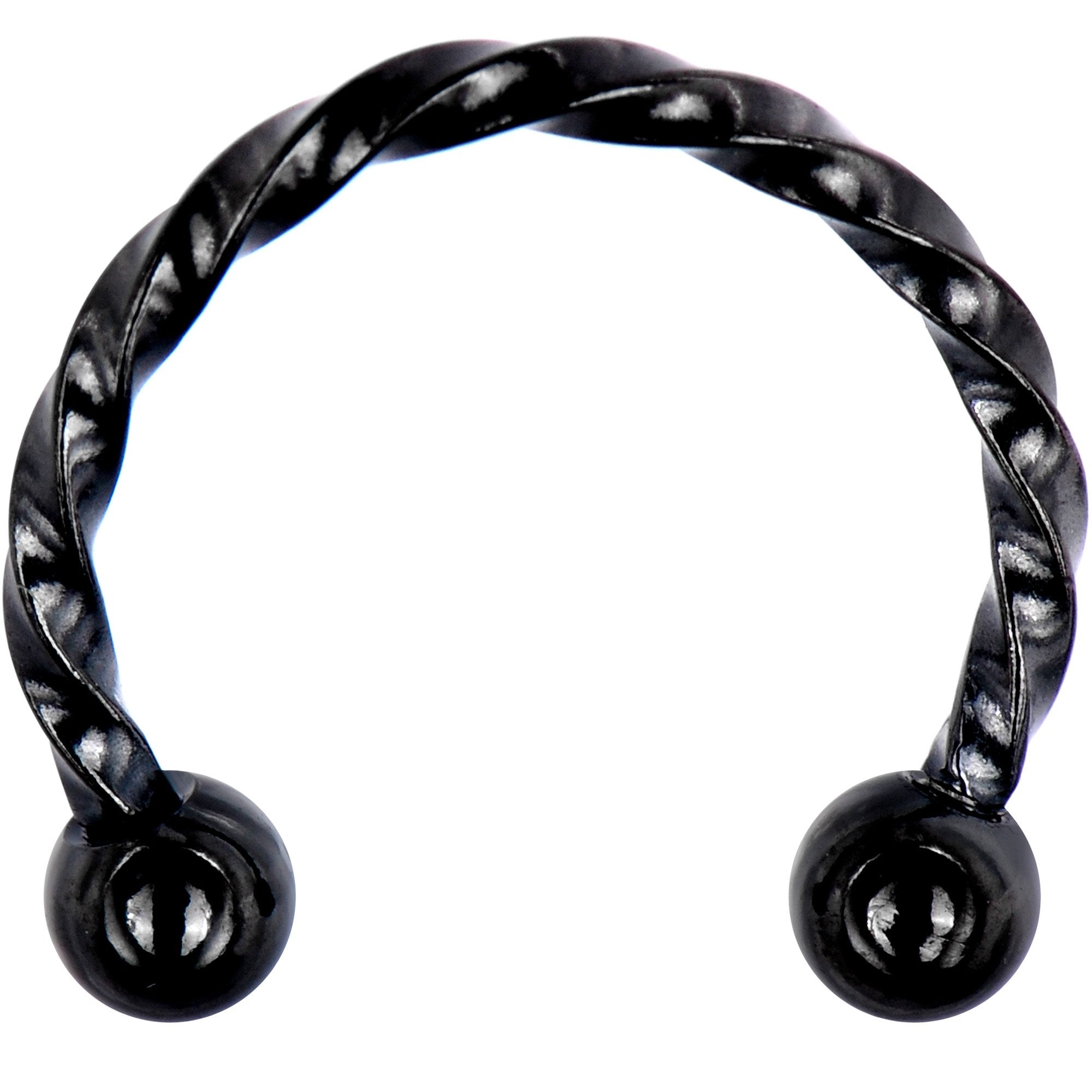 16G 3/8 Black Seriously Twisted Horseshoe Circular Barbell