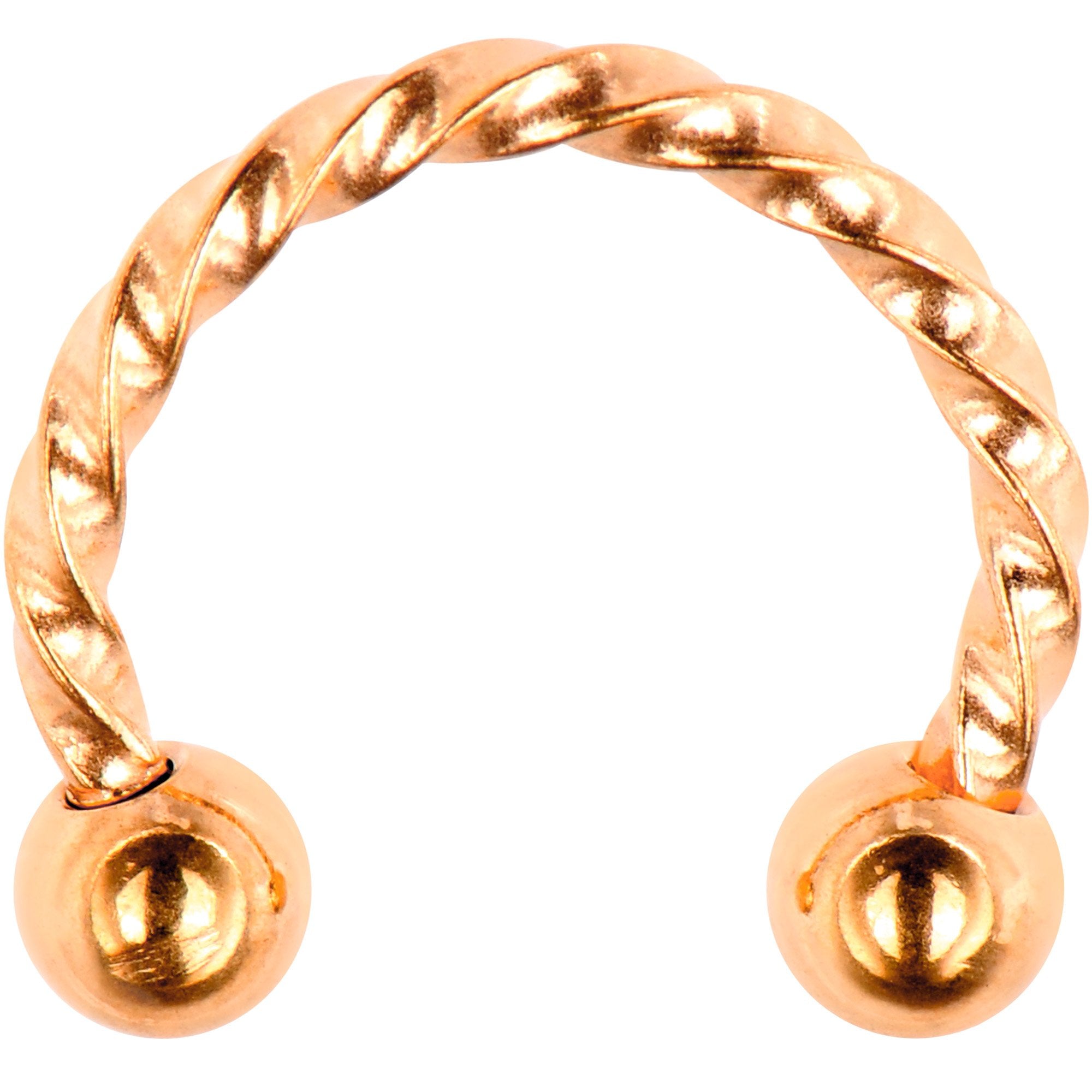 16G 5/16 Rose Gold Tone Twisted Horseshoe Circular Barbell