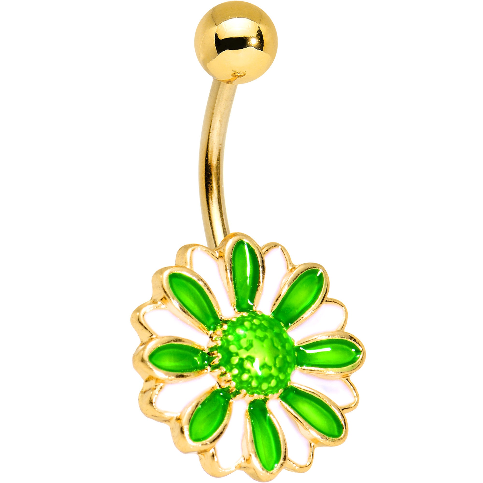 Green Gem Gold PVD Grand Garden Flower Belly Ring