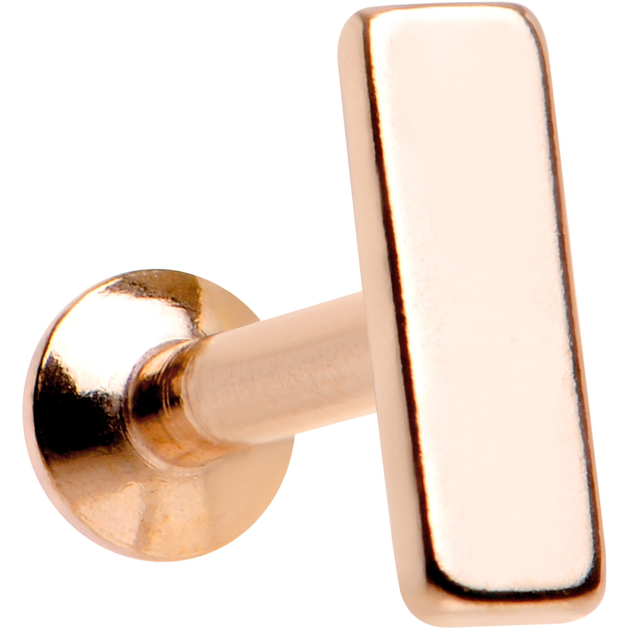 1/4 6mm Rose Gold IP Rectangle Internal Thread Daith Cartilage Tragus