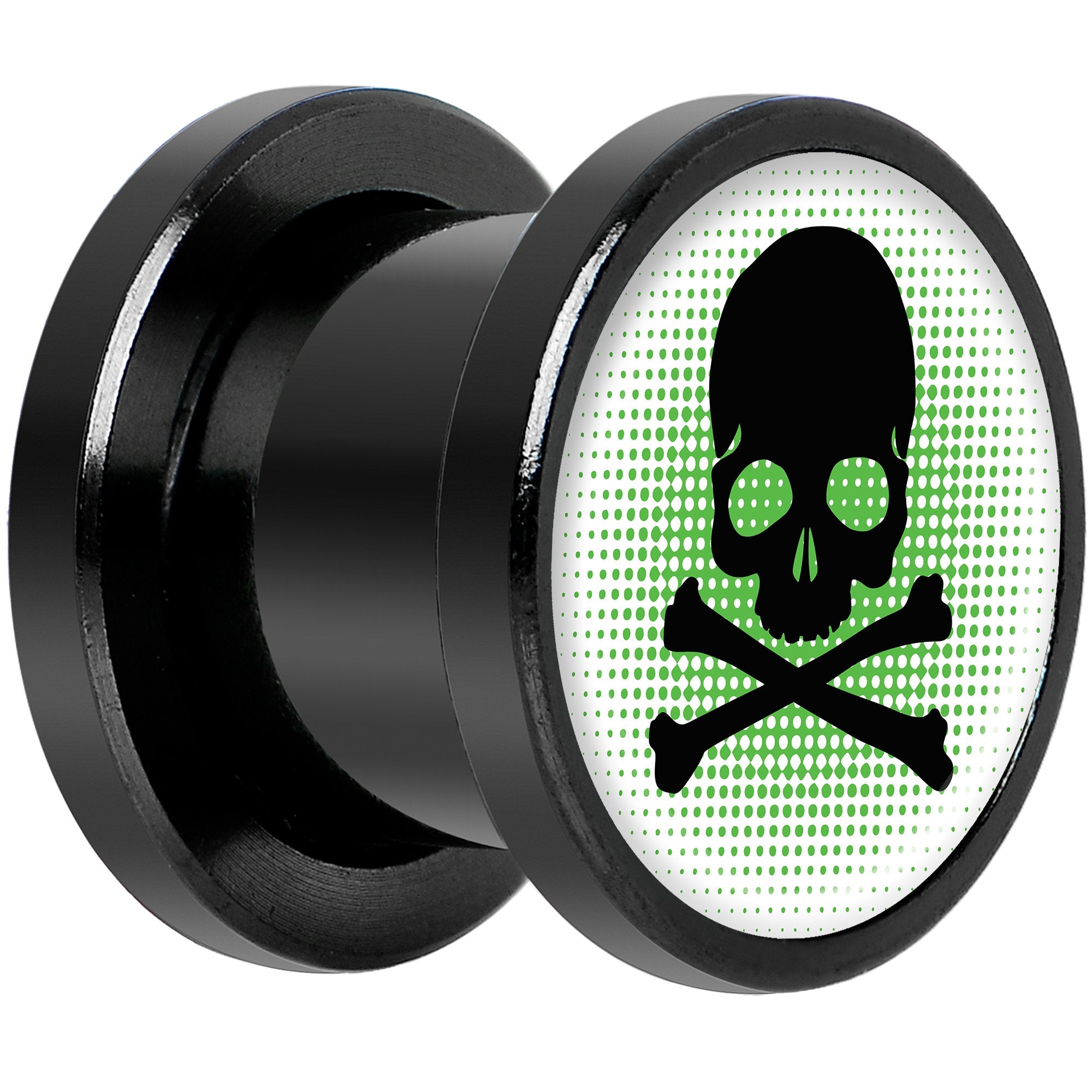 Green Black Skull Black Anodized Screw Fit Plug Set 00G