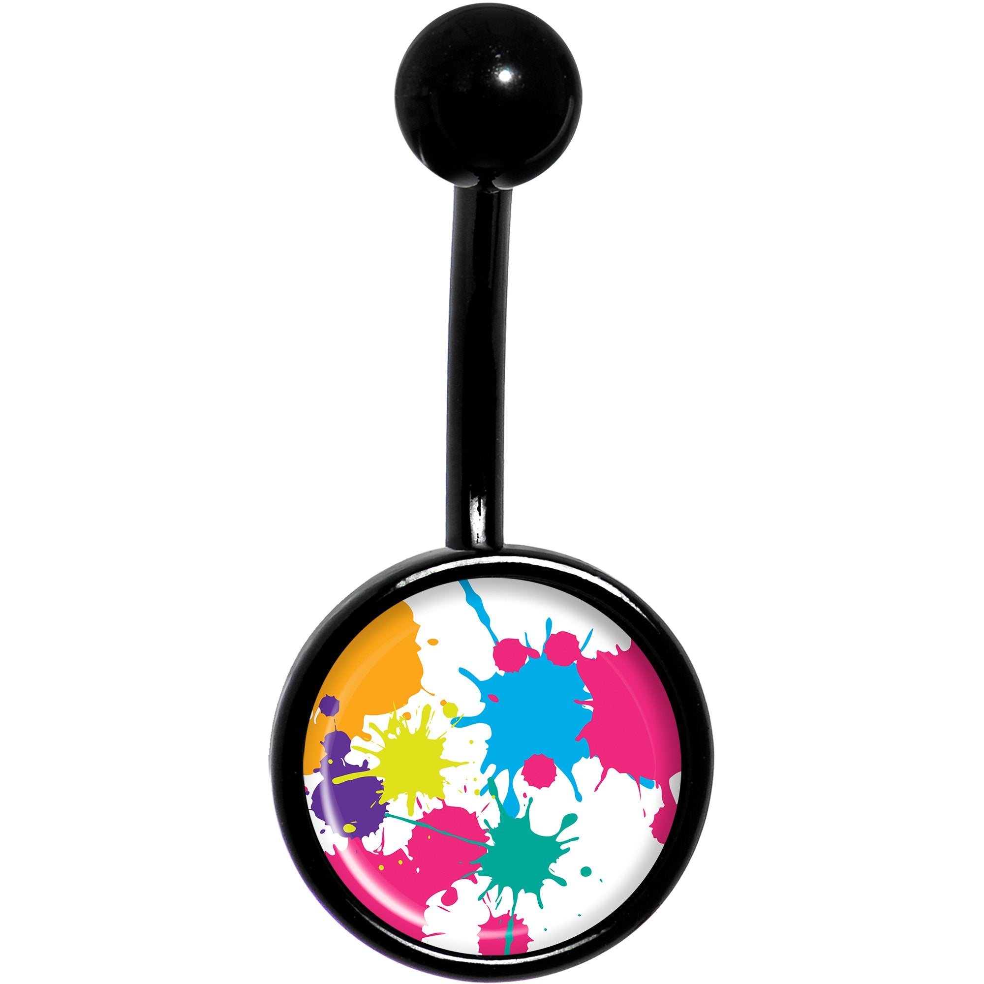 Pink Green Blue Color Splash Black Stainless Steel Belly Ring lightweight comfortable