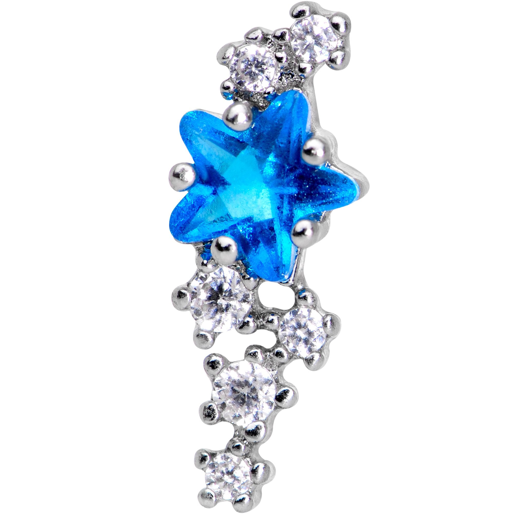 1/4 Blue CZ Gem Star Trail Cartilage Tragus Earring