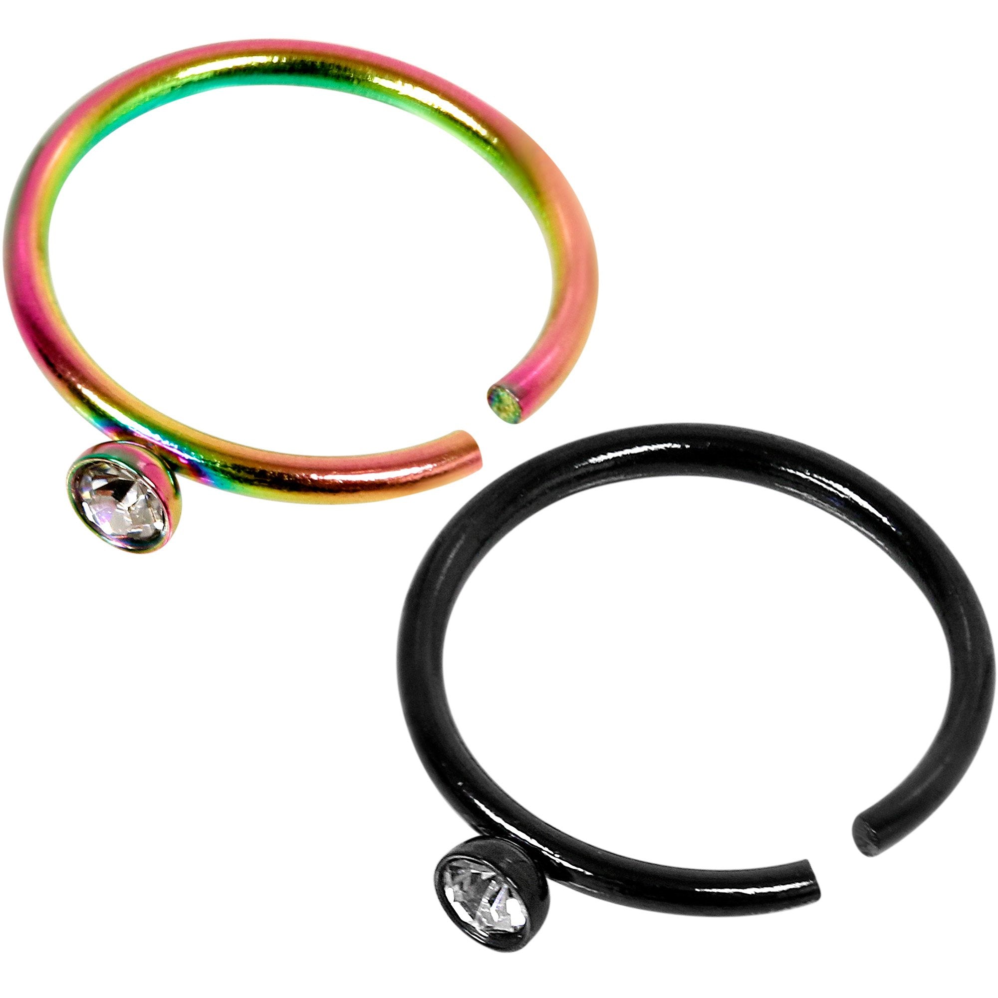 20G 5/16 Clear Gem Multi Color Seamless Circular Ring Set of 5