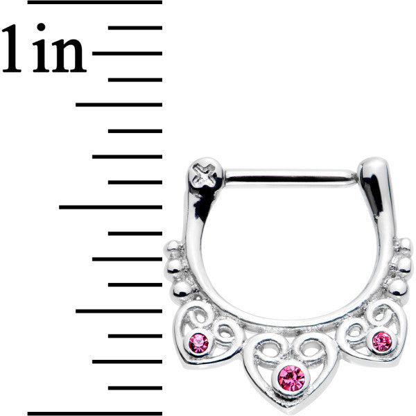 16G 5/16 Pink Gem Heap of Hearts Septum Clicker