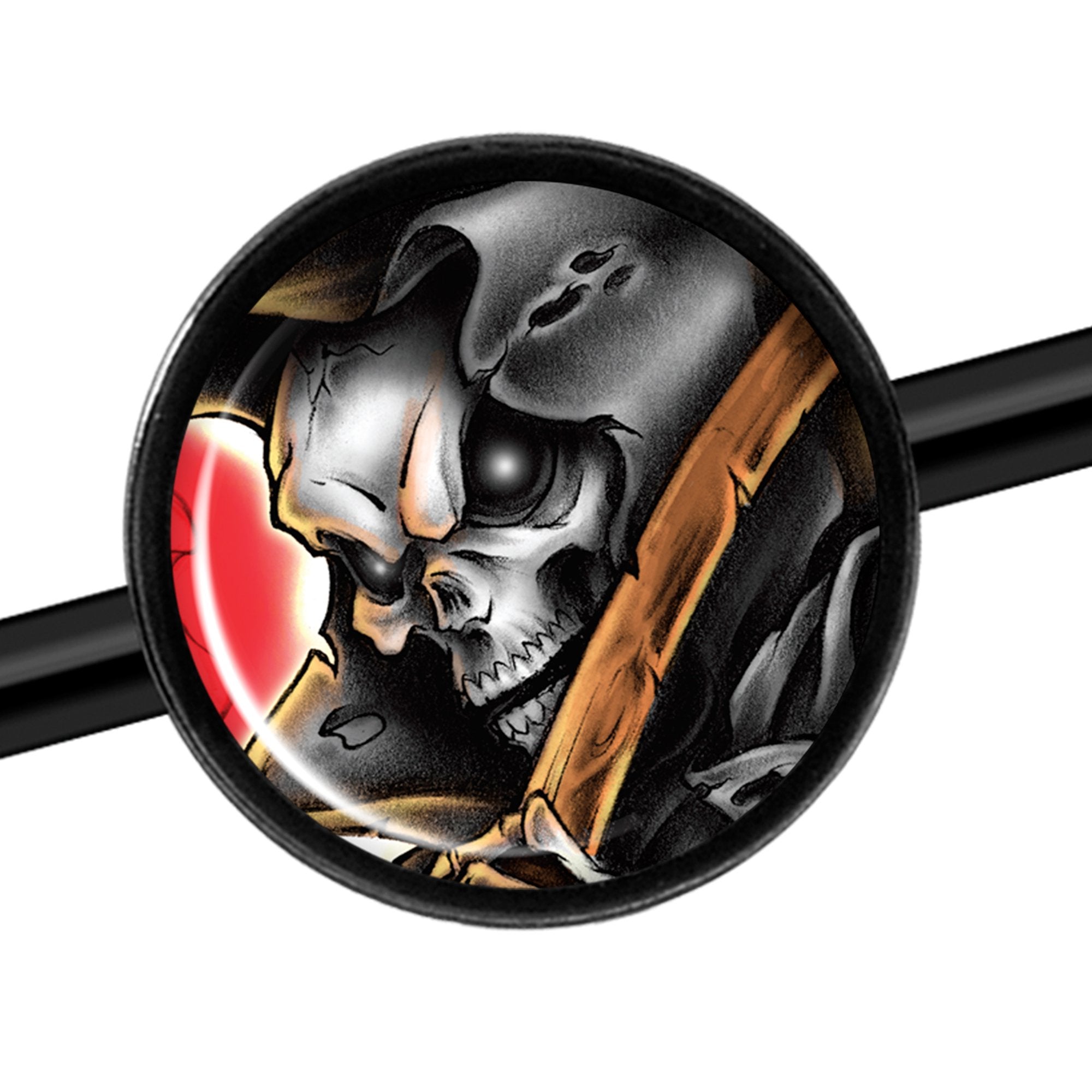 14G Wake the Dead Grim Reaper Halloween Black Industrial Barbell 37mm
