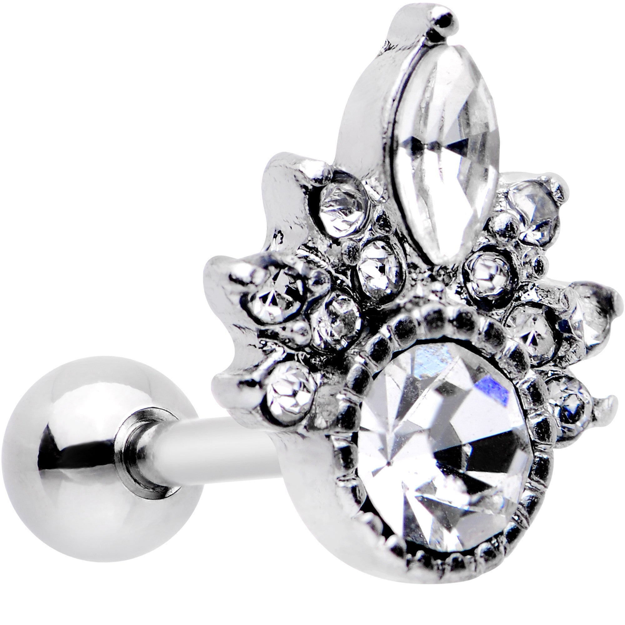 16G 1/4 Clear Gem Cocktail Party Tragus Cartilage Earring