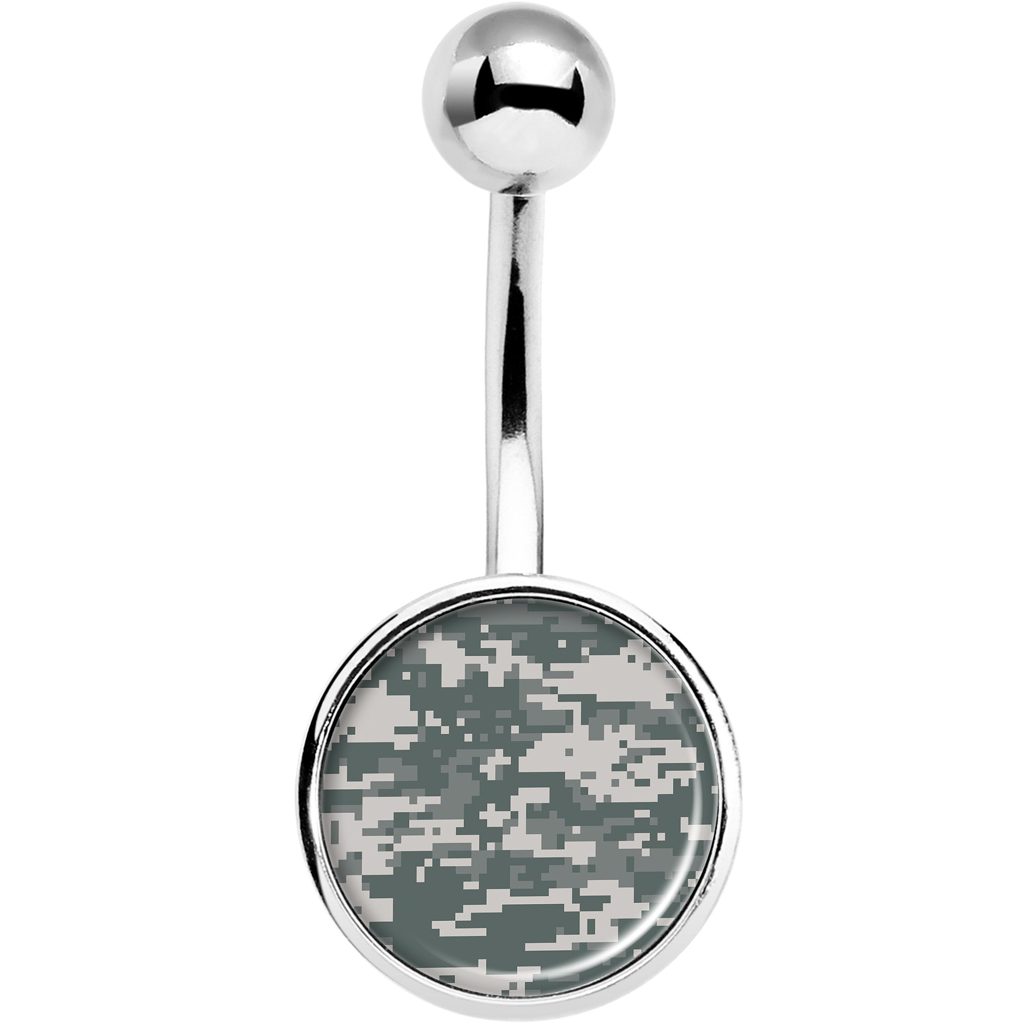 Digital Camo Print Stainless Steel Belly Ring lightweight comfortable