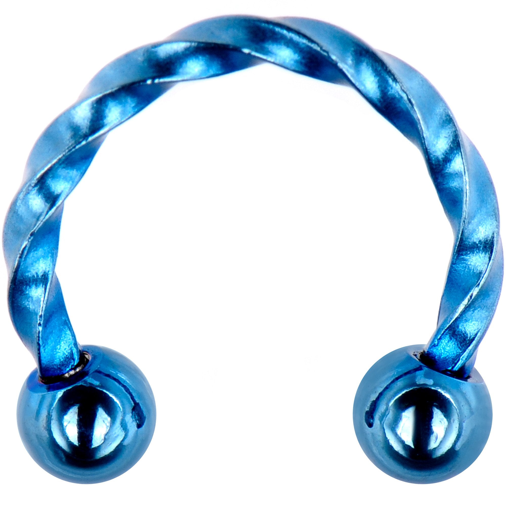 16G 5/16 Light Blue IP Seriously Twisted Horseshoe Curved Barbell