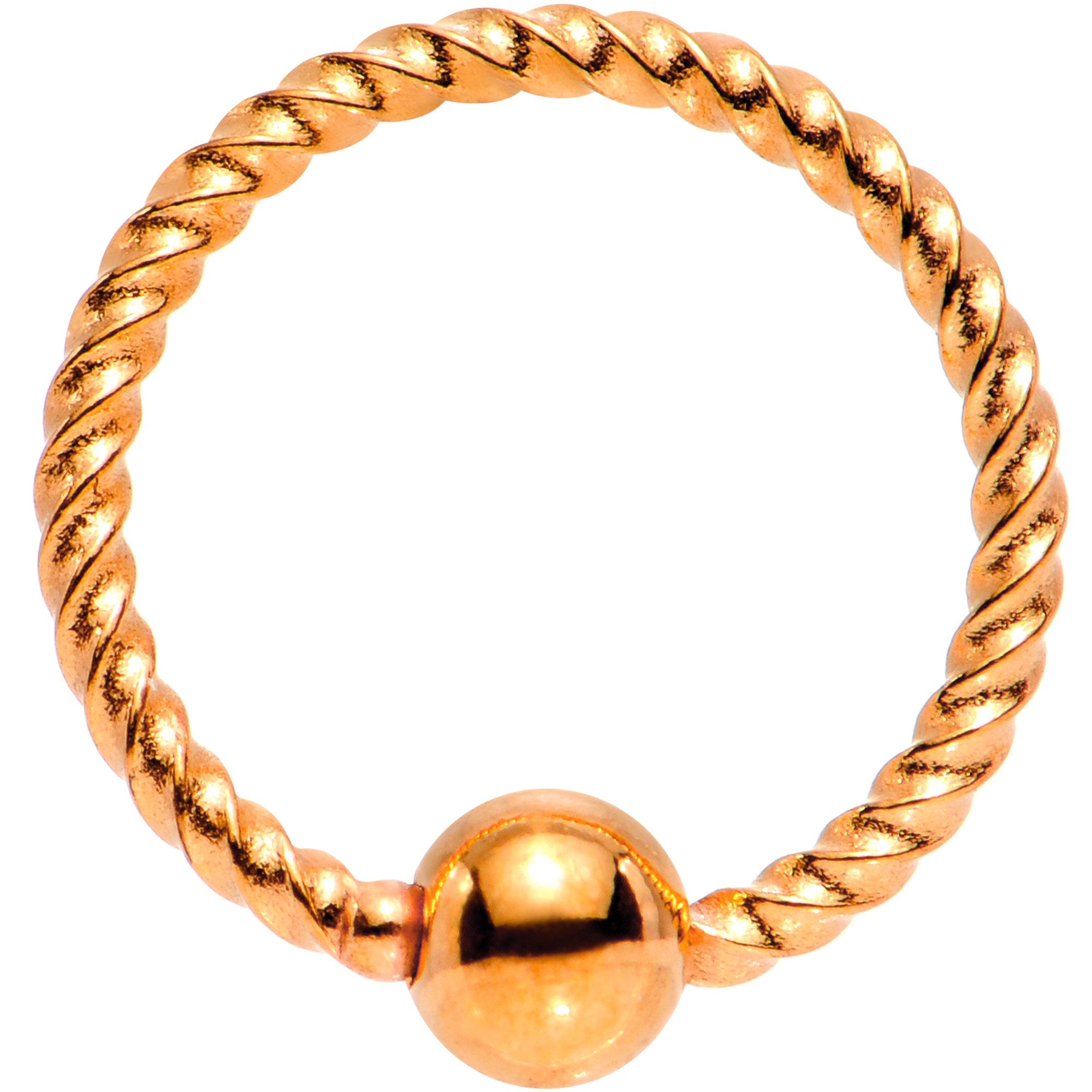 18G 5/16 Rose Gold Tone Anodized So Twisted Captive Style Seamless Ring