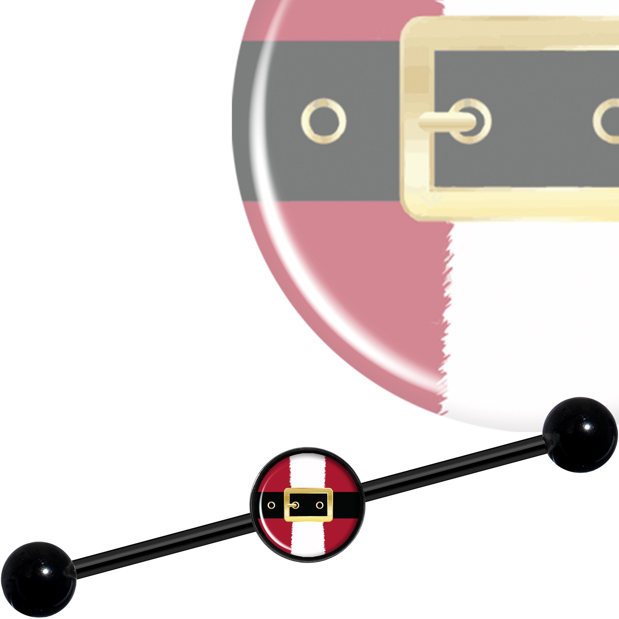 14G Christmas Santa Suit Black Industrial Barbell 37mm