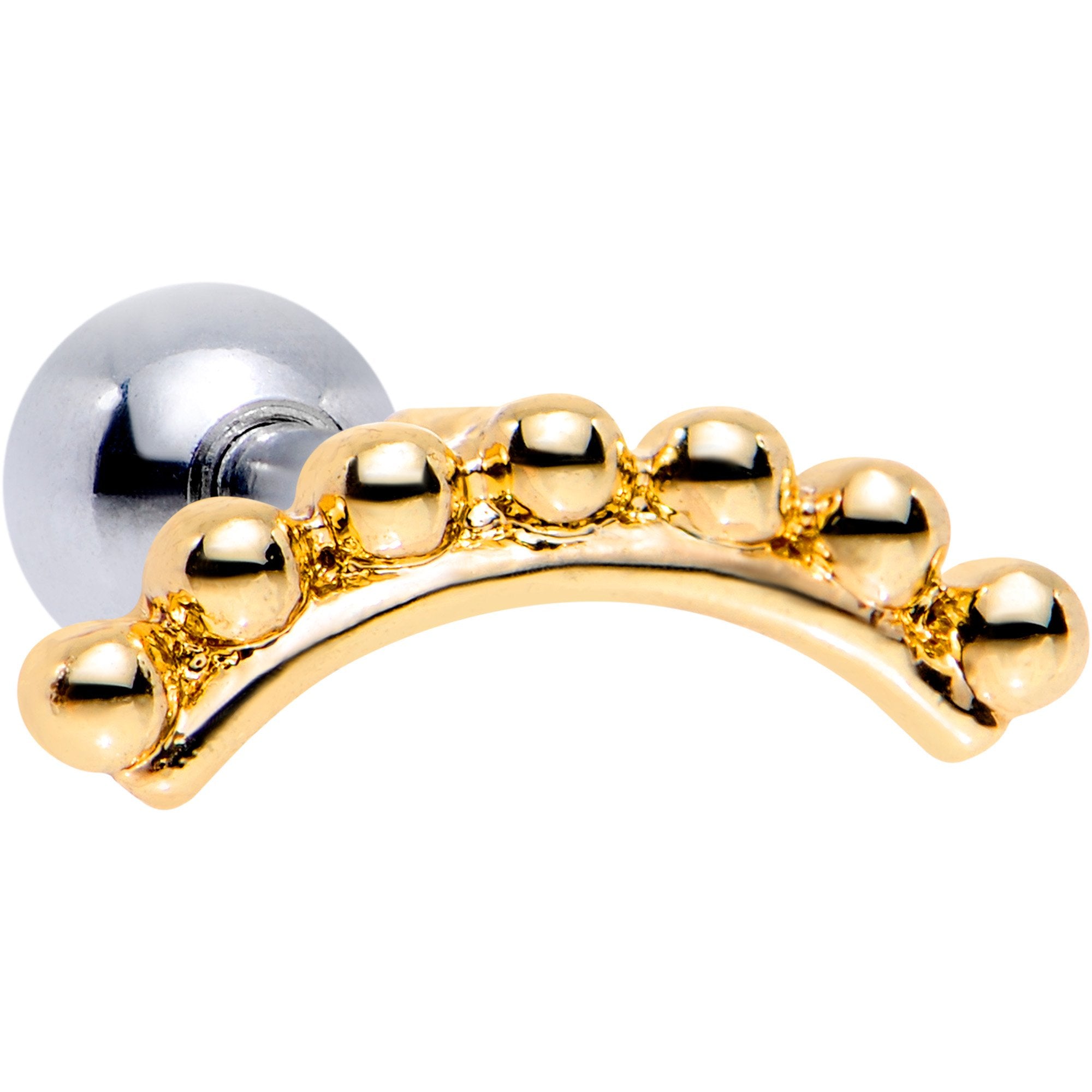 16G 1/4 Gold Tone Crescent Arc Cartilage Tragus Earring