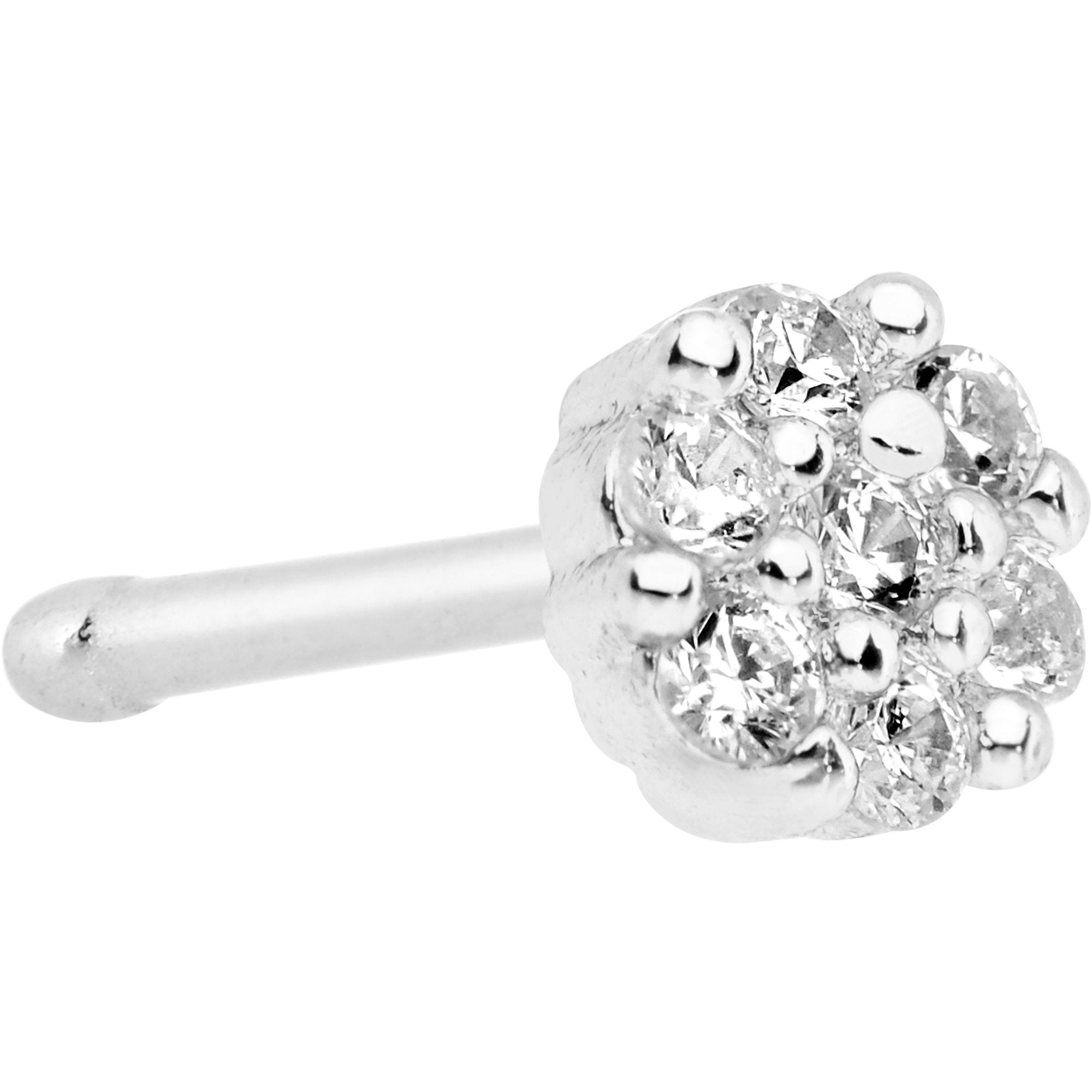 20G 1/4 Clear CZ Gem Cute Cluster Nose Bone