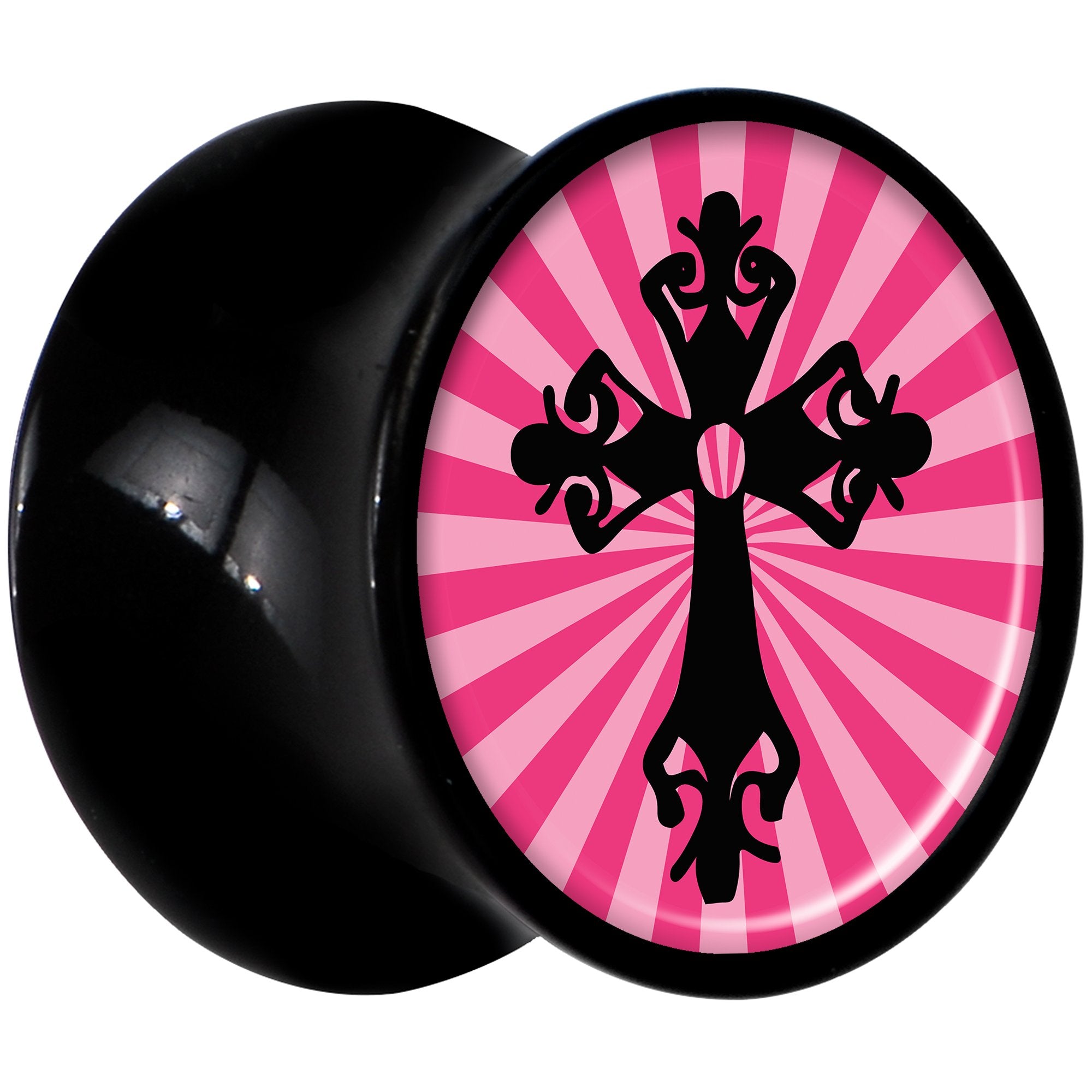 Black Acrylic Pink Black Radiant Cross Saddle Plug Set 00G