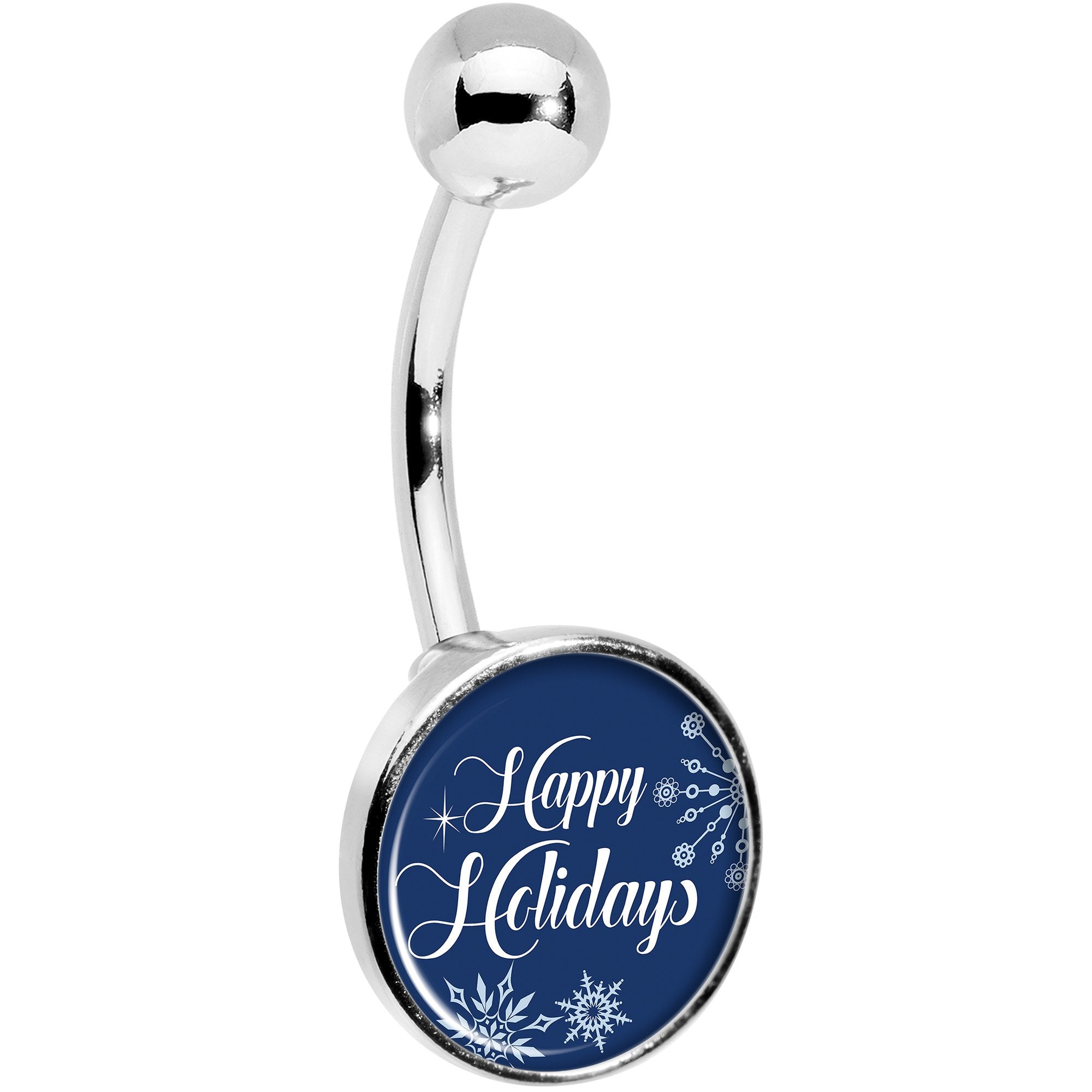 Happy Holidays Snowflake Stainless Steel Belly Ring stylish jewelry