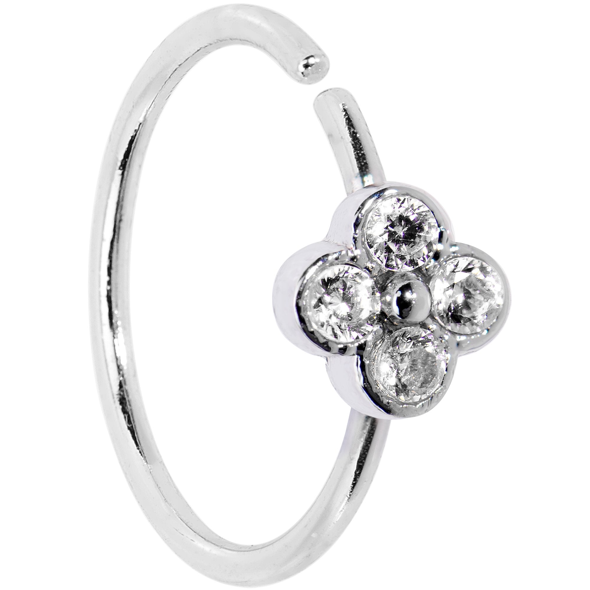 20G 3/8 Clear Gem Star Flower Seamless Circular Ring