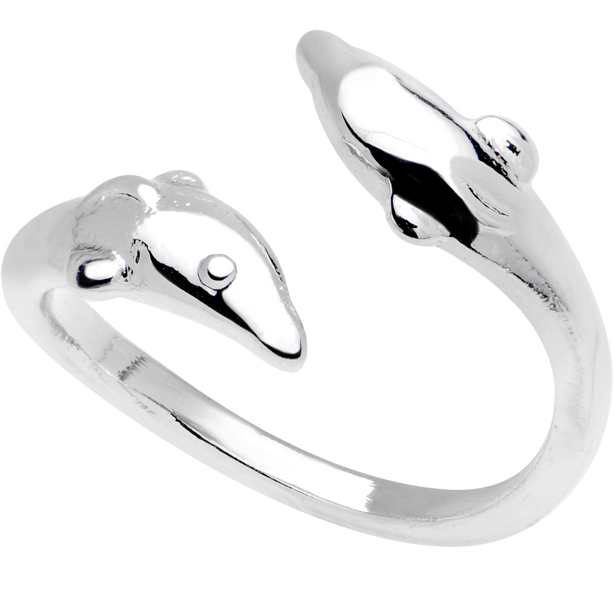 Silver Plated Double Dolphin Toe Ring
