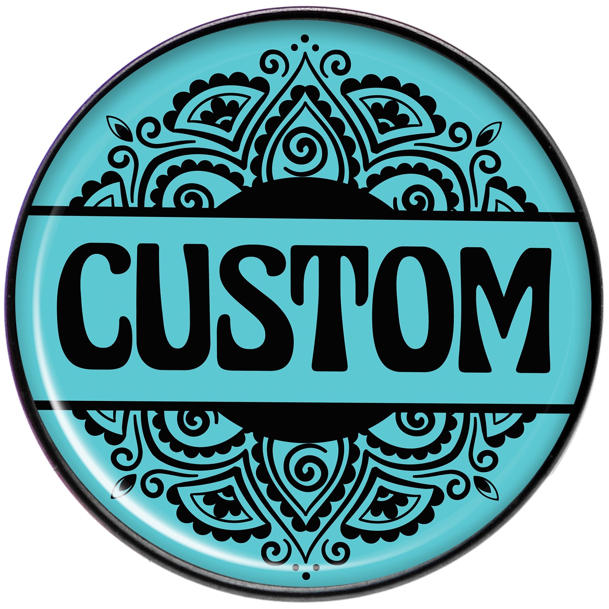 Custom Teal Mandala Personalized Name Black Barbell Tongue Ring