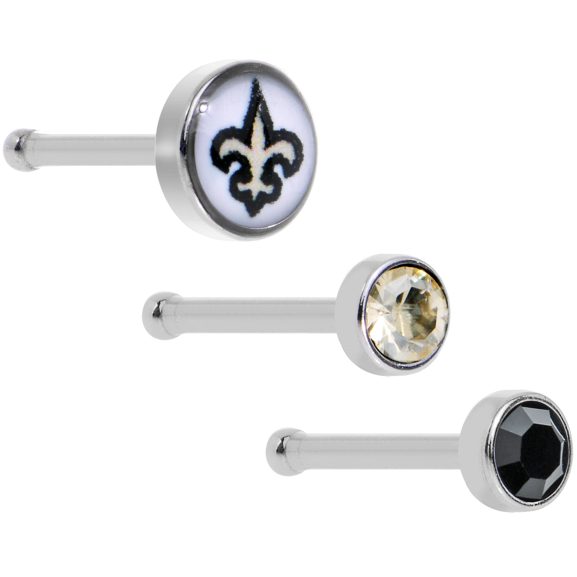 20G Licensed NFL New Orleans Saints Logo Nose Bone 3 Pack Set