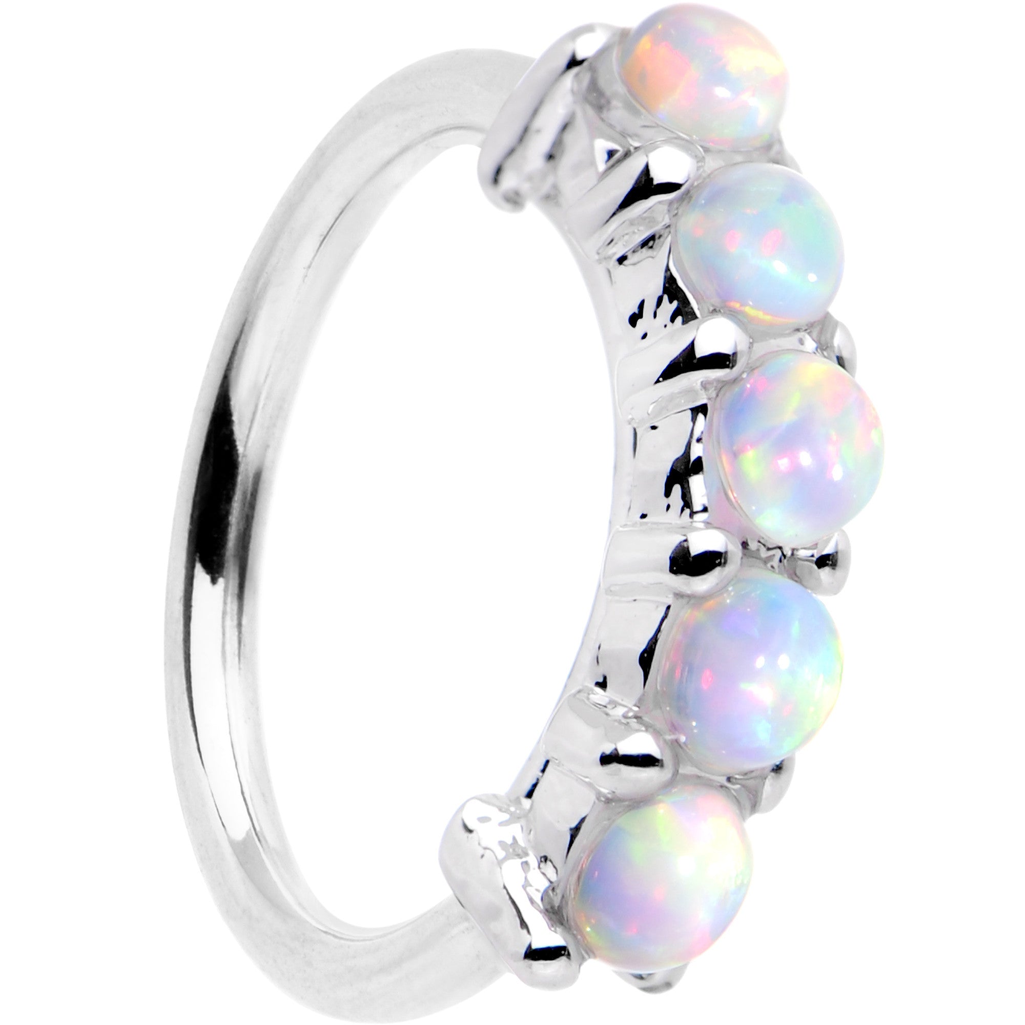 18G White Synthetic Opal Annealed Circular Ring