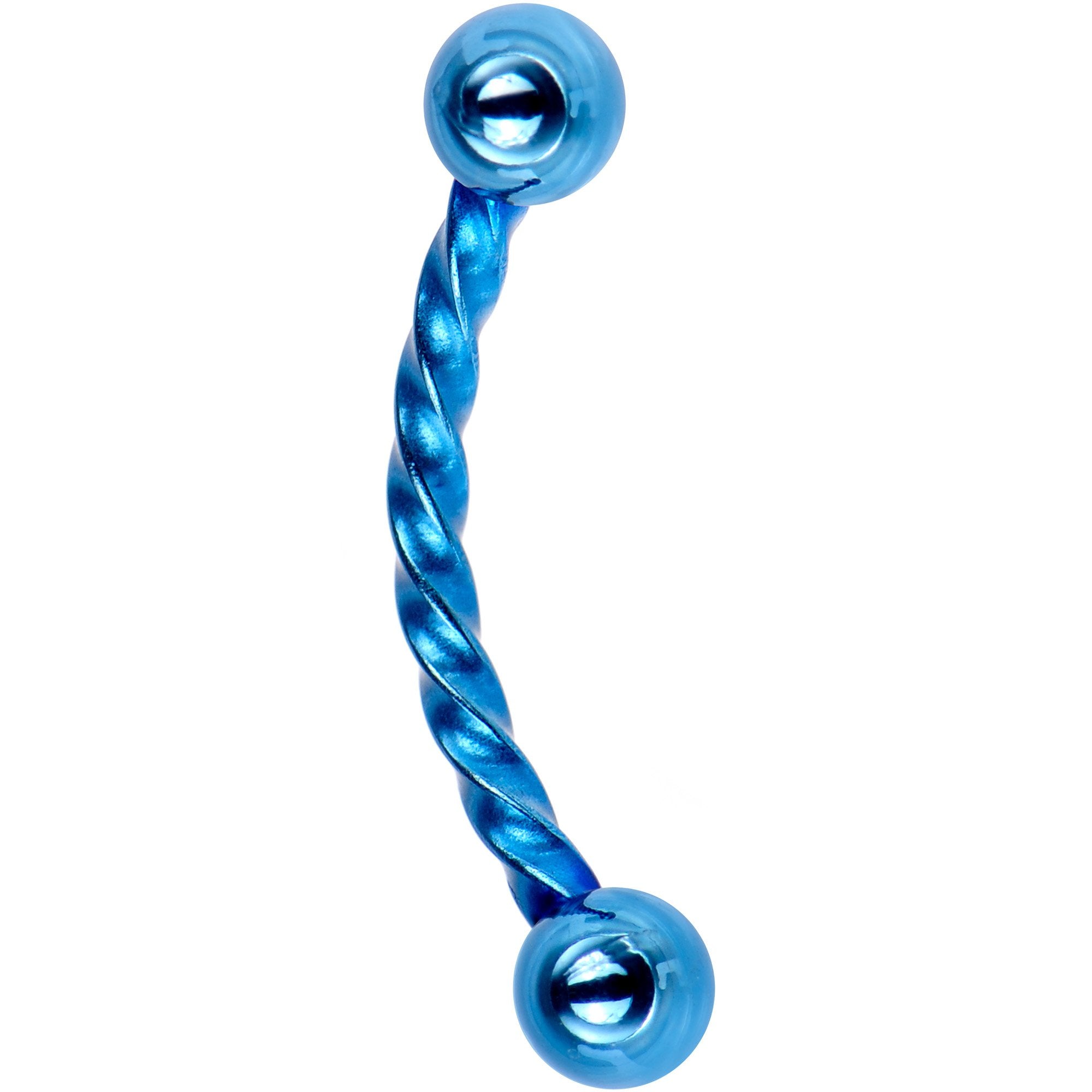16G 3/8 Light Blue IP Seriously Twisted Curved Eyebrow Ring