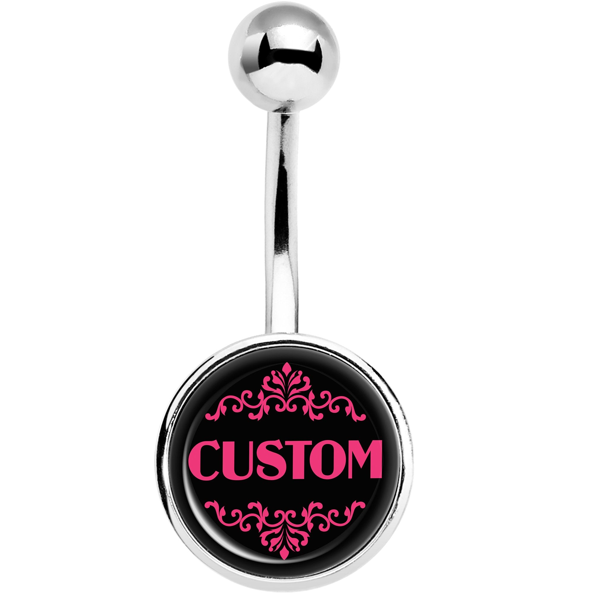 Custom Pink Personalized Name Stainless Steel Belly Ring lightweight comfortable
